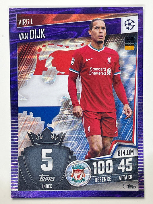 5. Virgil van Dijk (Liverpool) Football Card &#8211; Purple Parallel Match Attax 101 2021 Card