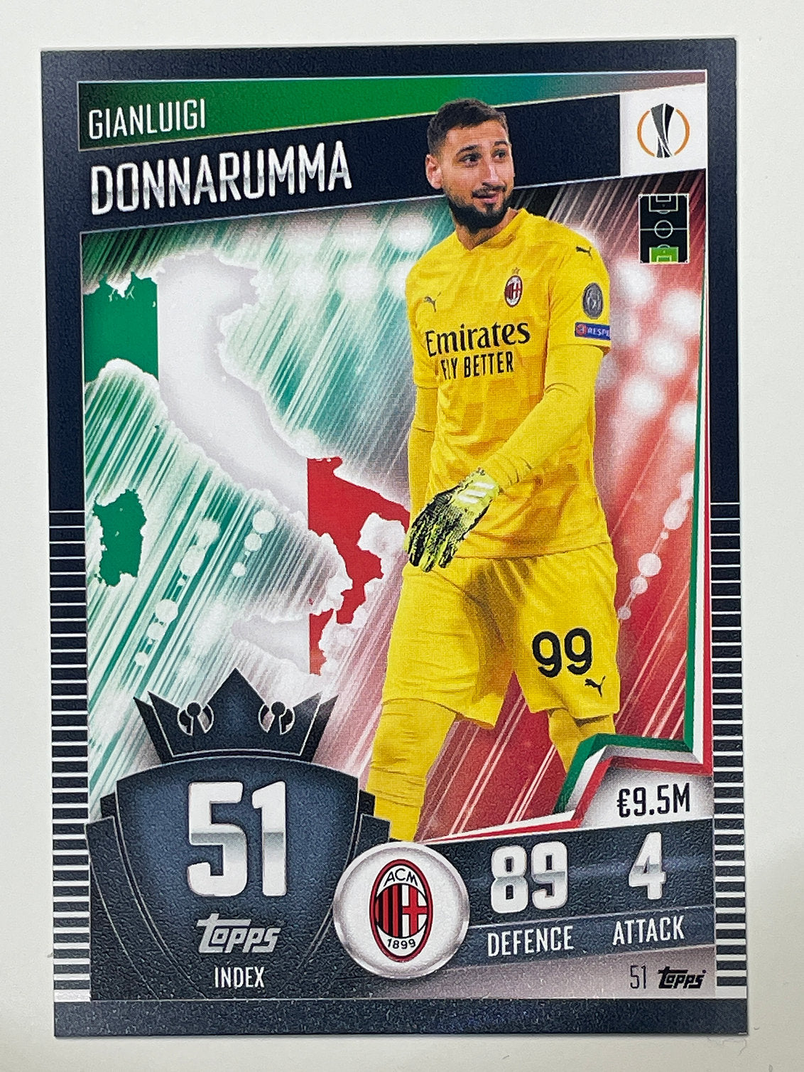 51. Gianluigi Donnarumma (AC Milan) Football Card &#8211; Match Attax 101 2021 Card