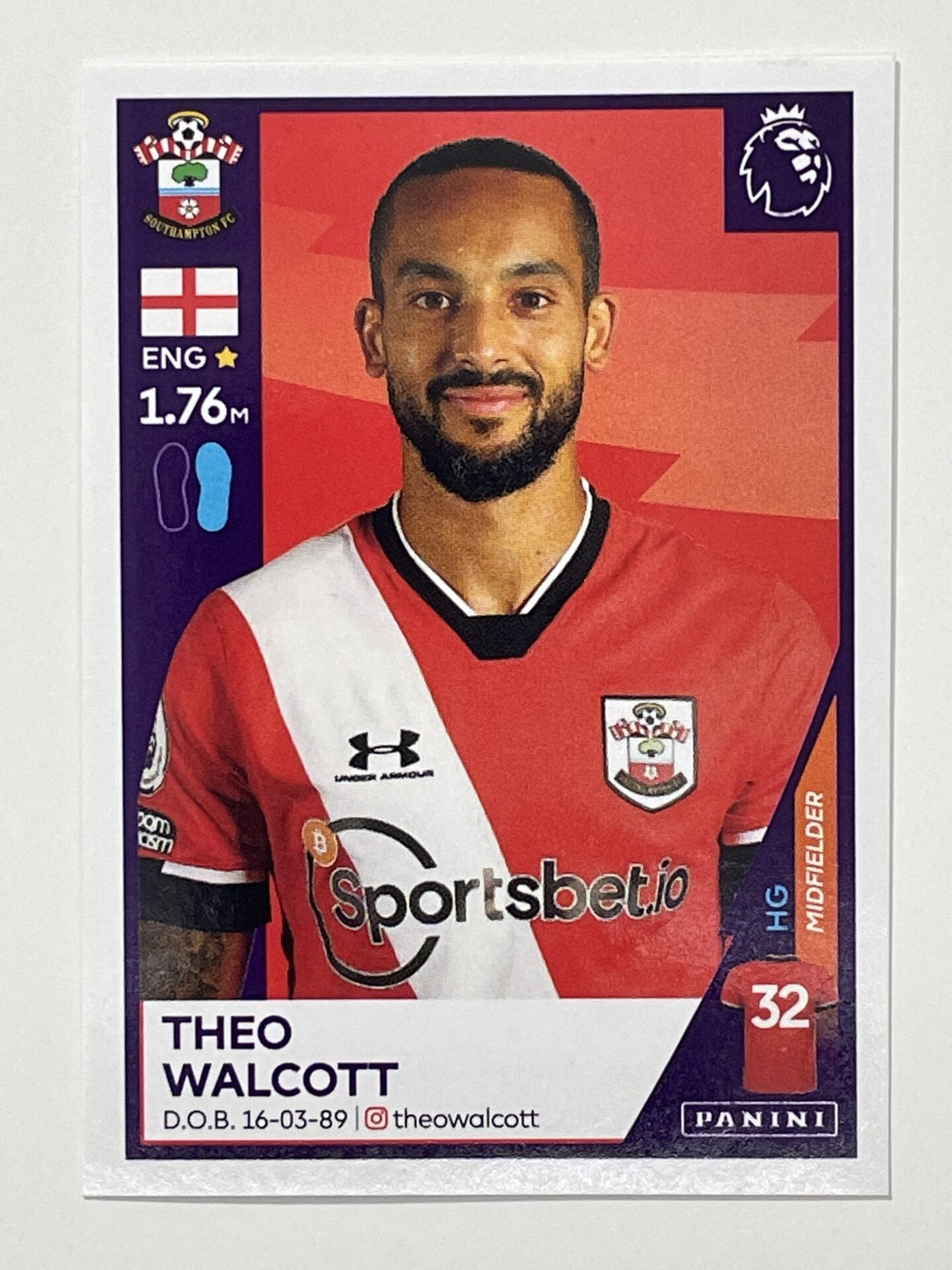 517 Theo Walcott Sticker Southampton Premier League 2021 Football Sticker