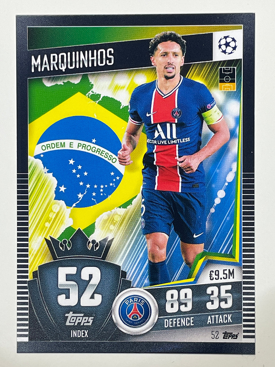 52. Marquinhos (Paris Saint-Germain) Football Card &#8211; Match Attax 101 2021 Card