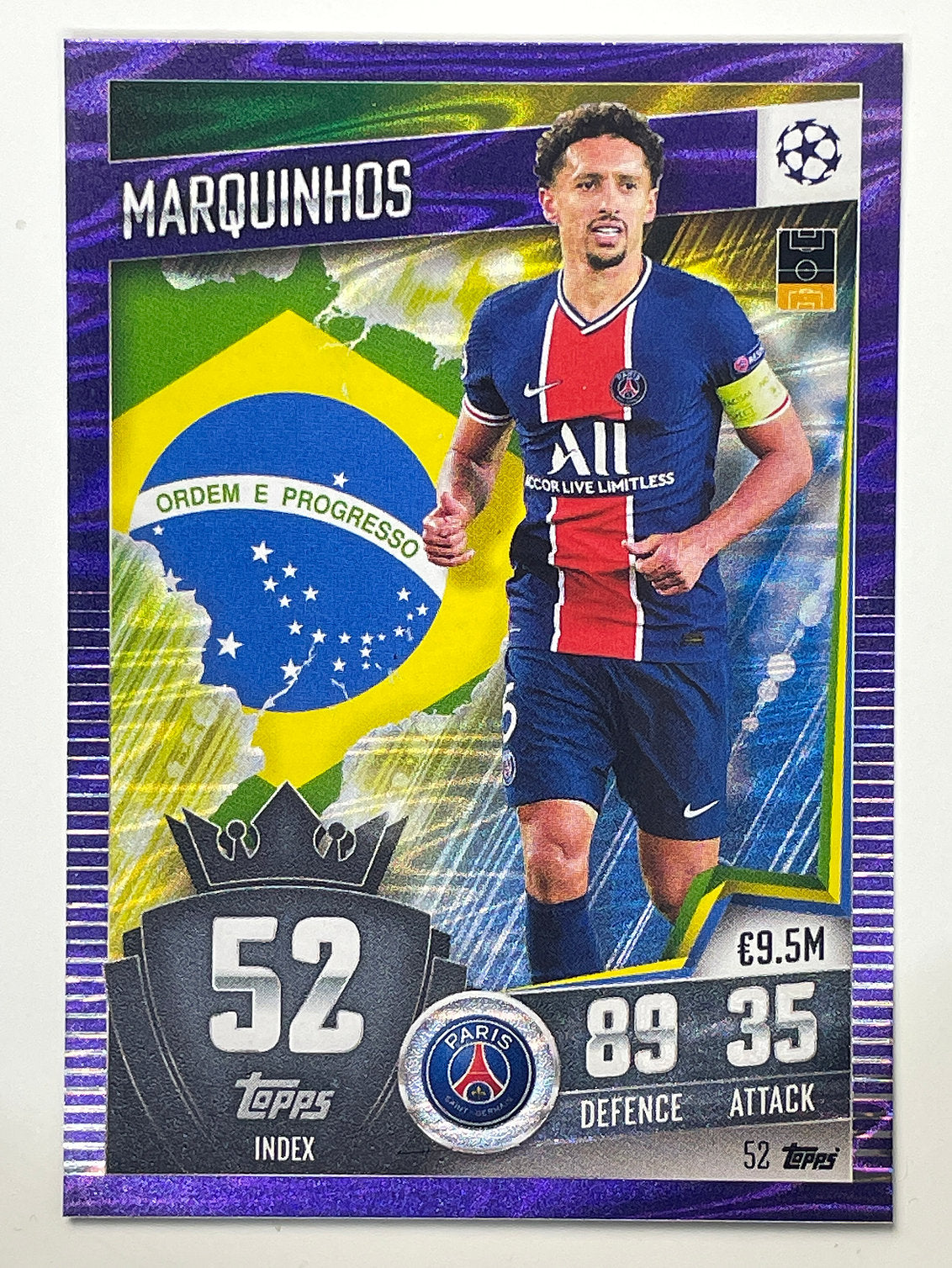 52. Marquinhos (Paris Saint-Germain) Football Card &#8211; Parallel Match Attax 101 2021 Card