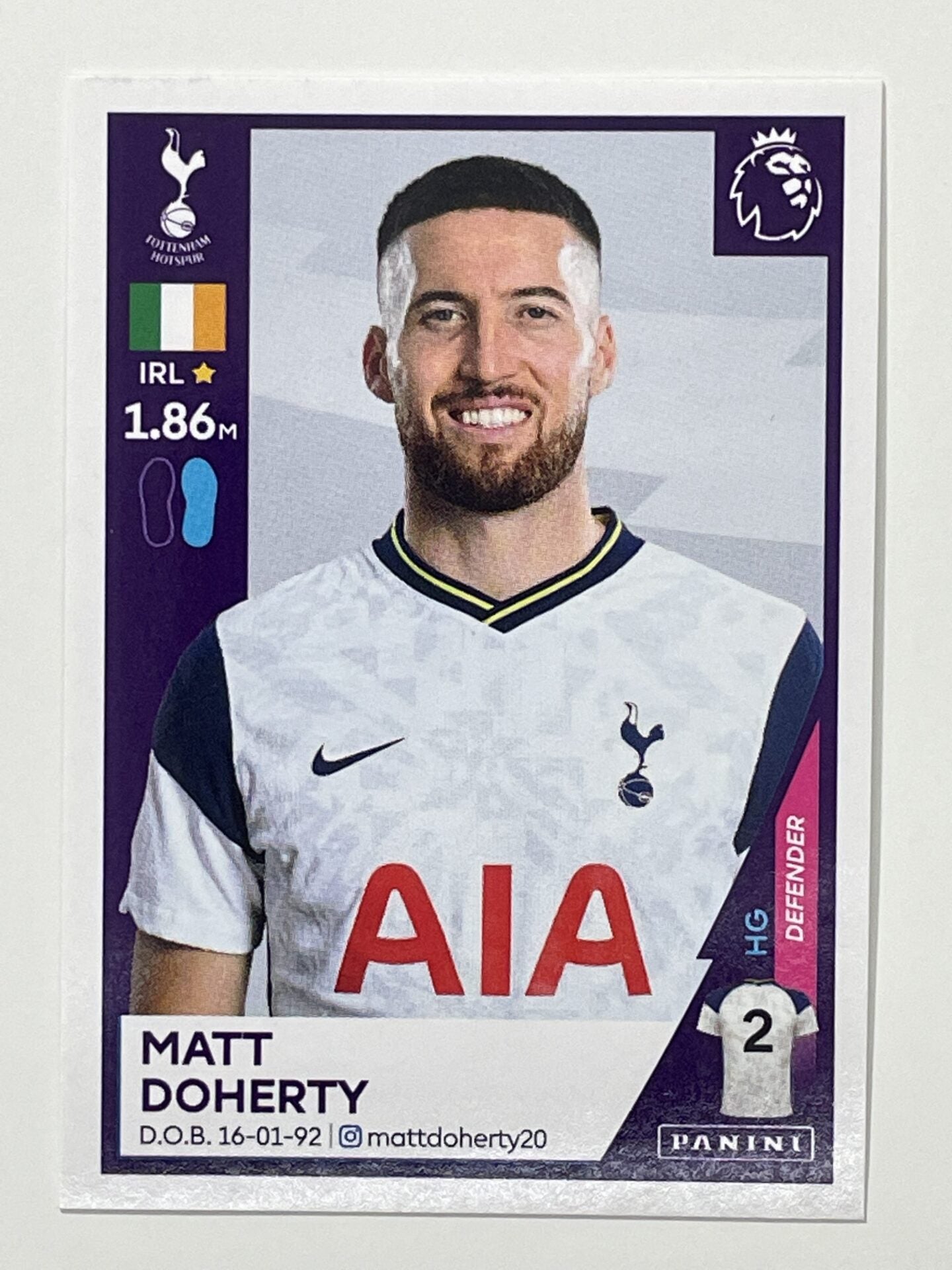 530 Matt Doherty Sticker Tottenham Premier League 2021 Football Sticker