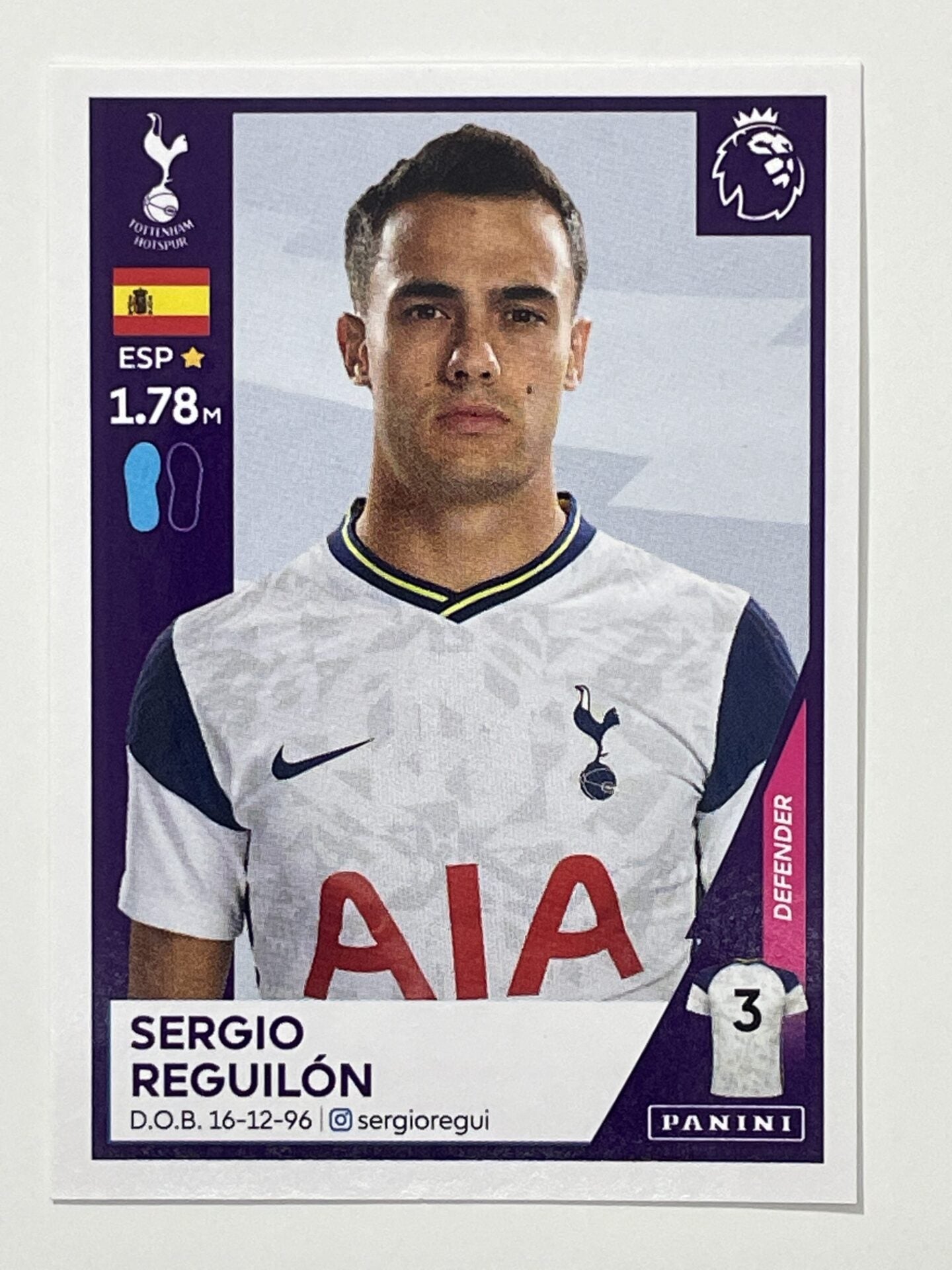 531 Sergio Reguilon Sticker Tottenham Premier League 2021 Football Sticker