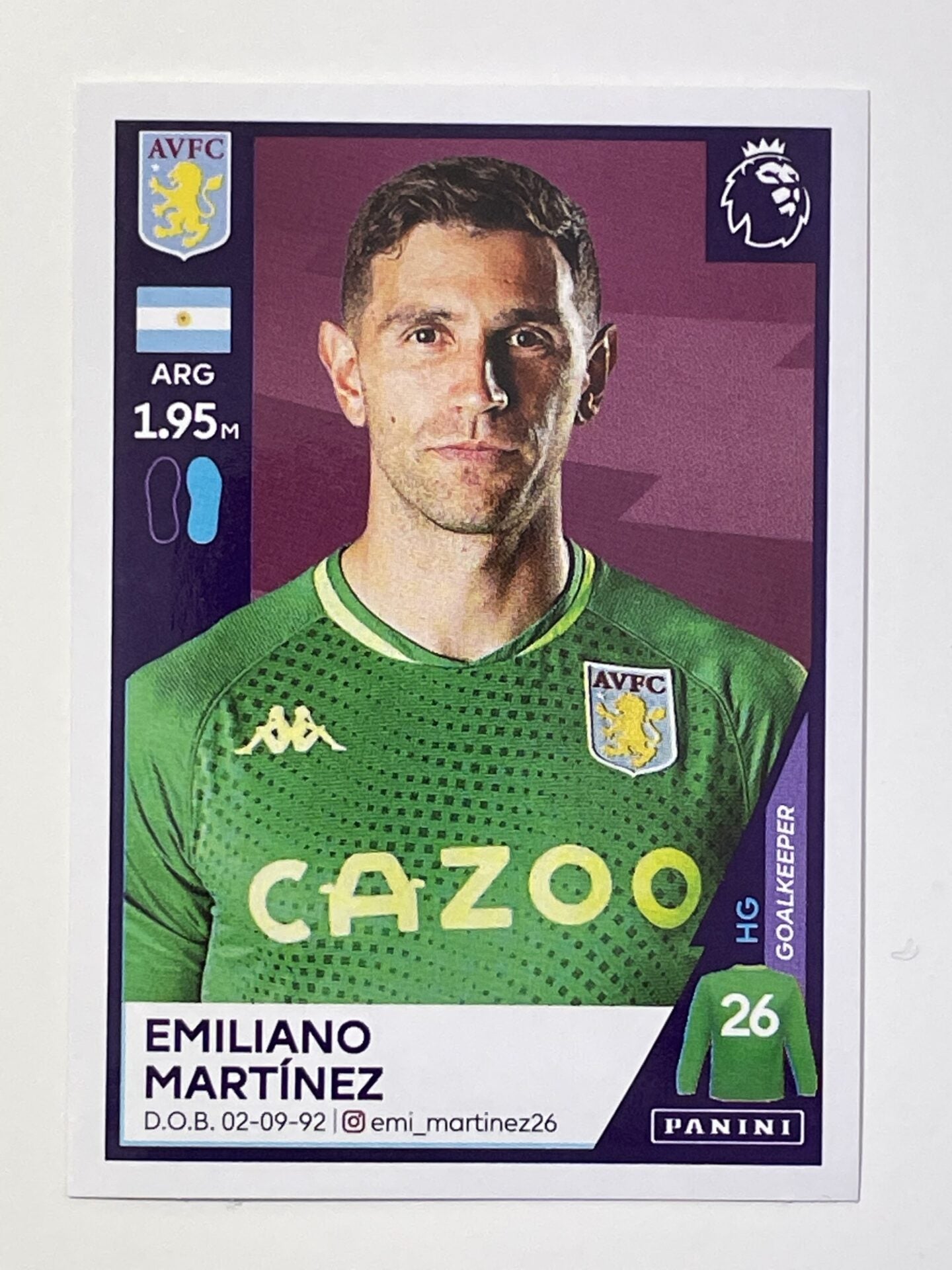 54 Emiliano Martinez Sticker Aston Villa Premier League 2021 Football Sticker