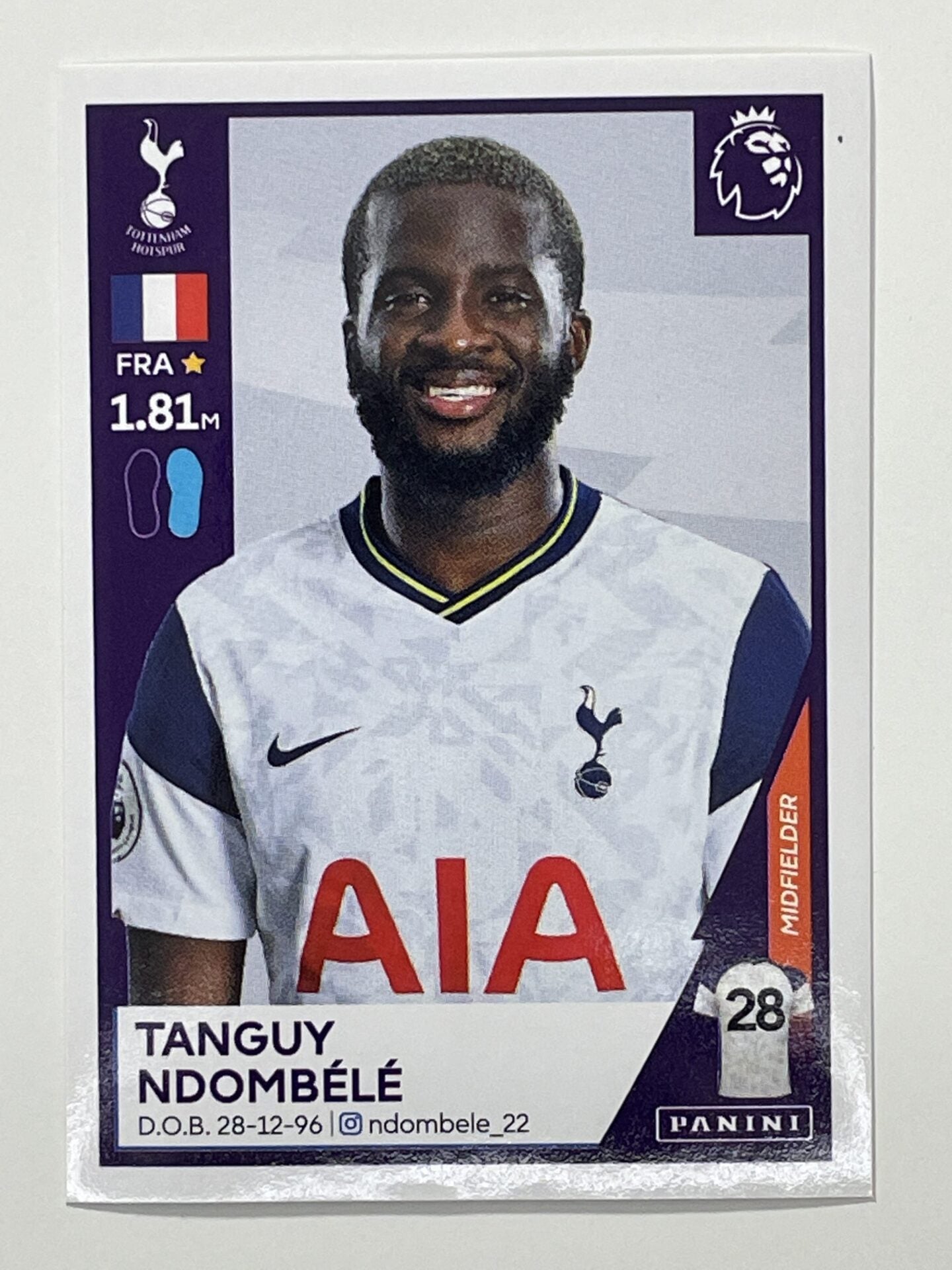 544 Tanguy Ndombele Sticker Tottenham Premier League 2021 Football Sticker