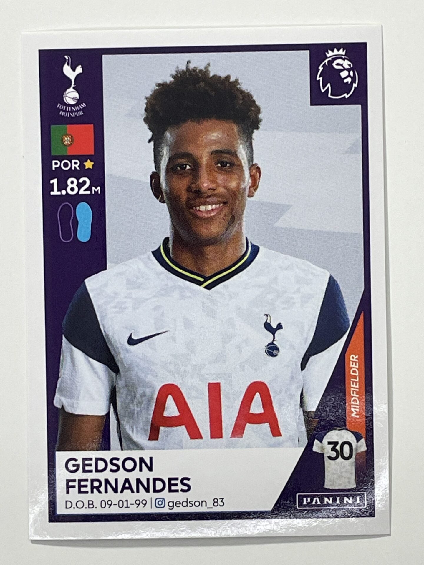 545 Gedson Fernandes Sticker Tottenham Premier League 2021 Football Sticker