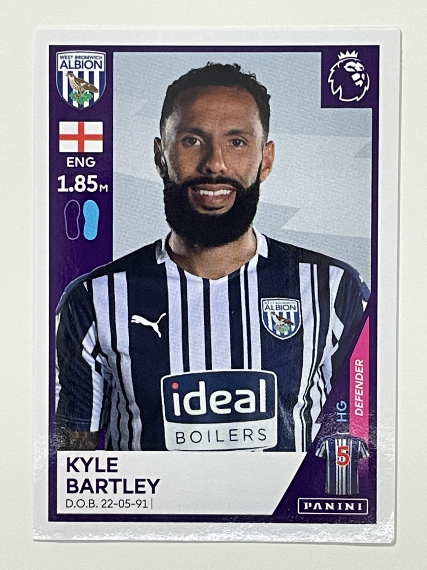 561 Kyle Bartley Sticker West Brom Premier League 2021 Football Sticker