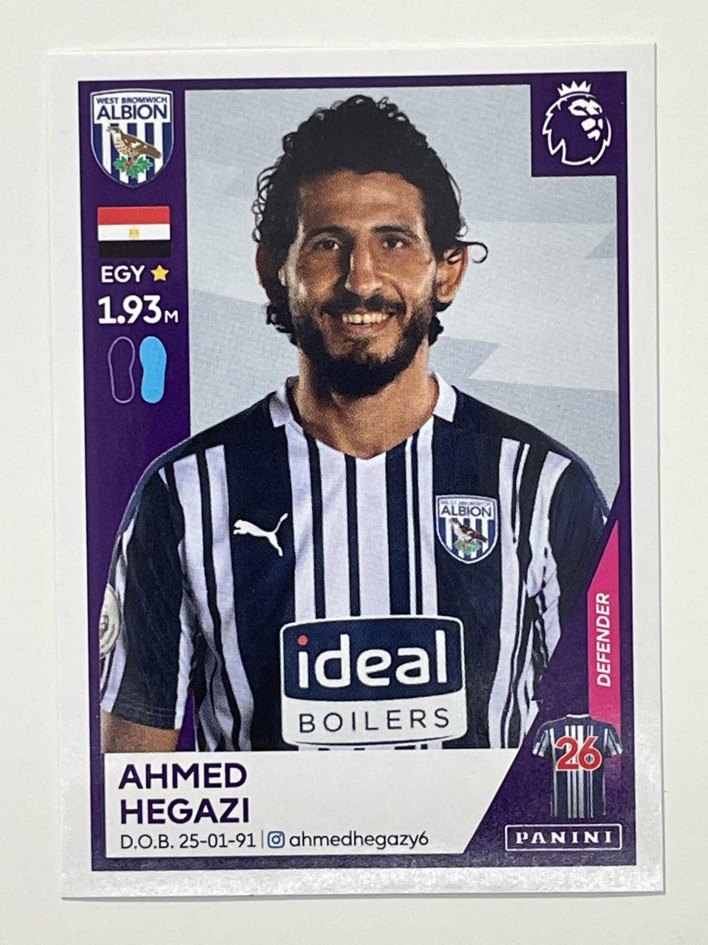 565 Ahmed Hegazi Sticker West Brom Premier League 2021 Football Sticker