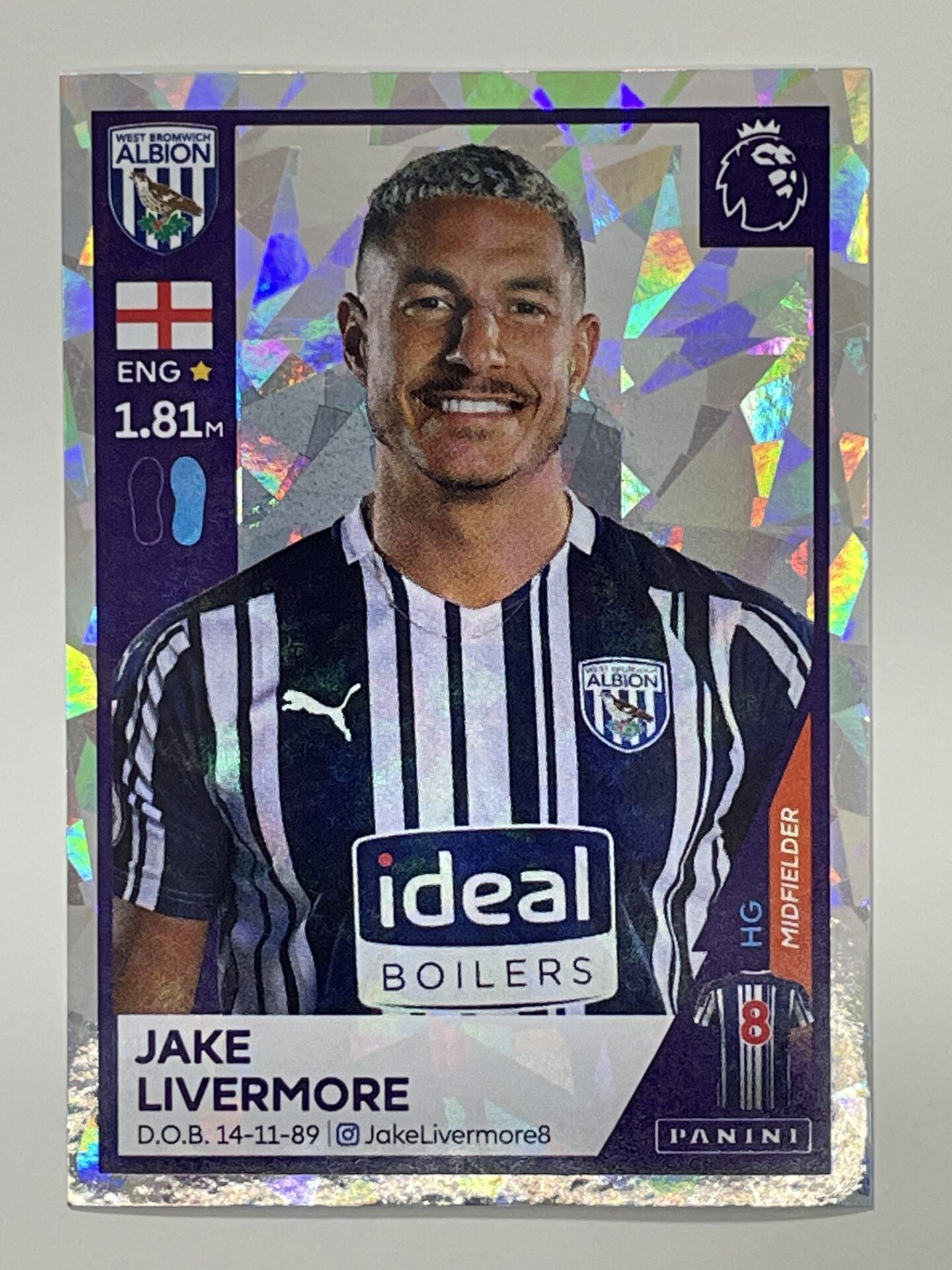 567 Jake Livermore Sticker West Brom Premier League 2021 Football Sticker