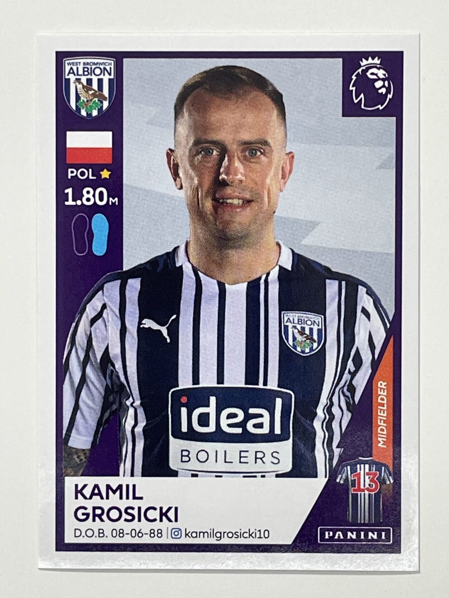 572 Kamil Grosicki Sticker West Brom Premier League 2021 Football Sticker