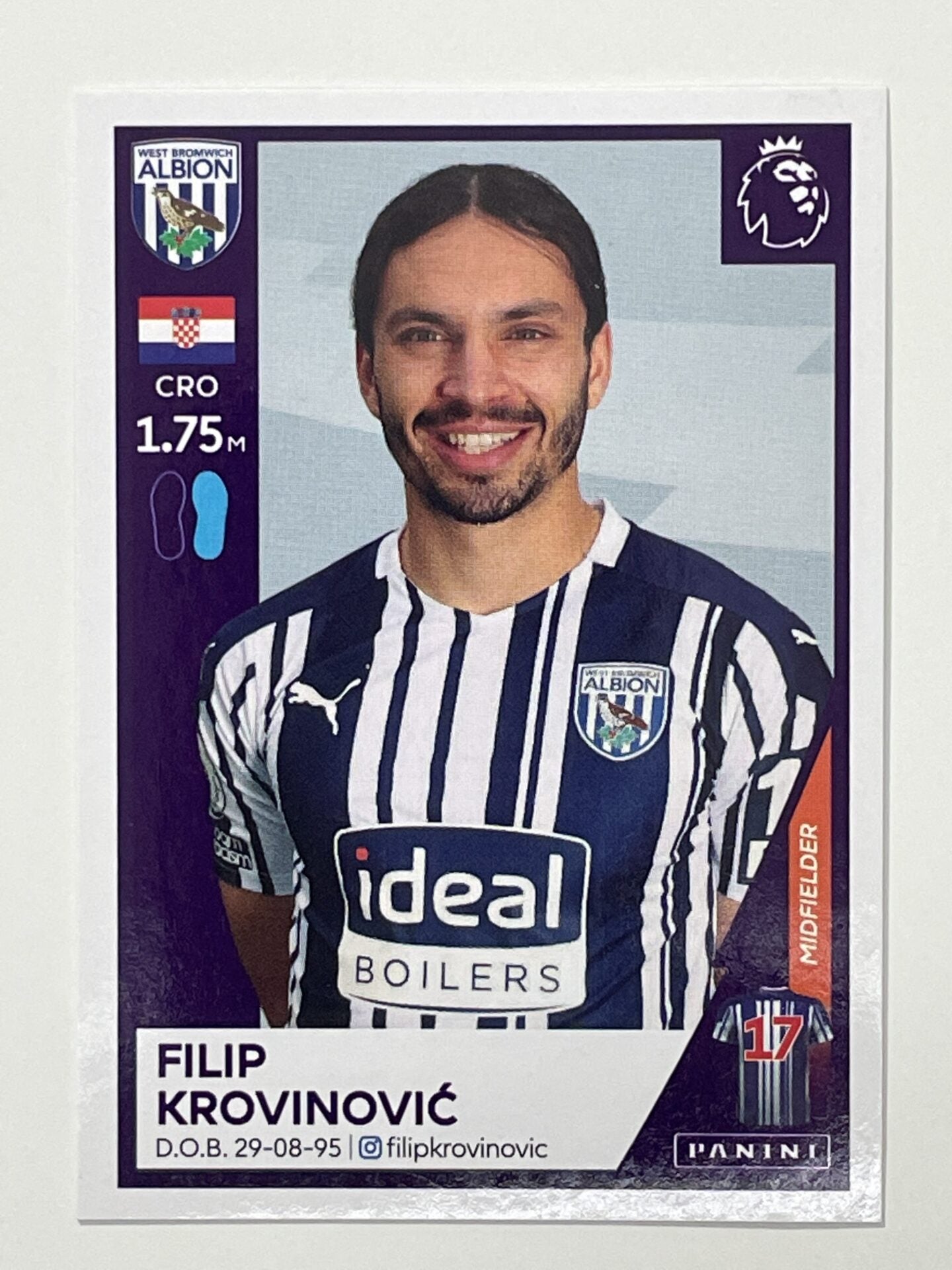 573 Filip Krovinovic Sticker West Brom Premier League 2021 Football Sticker