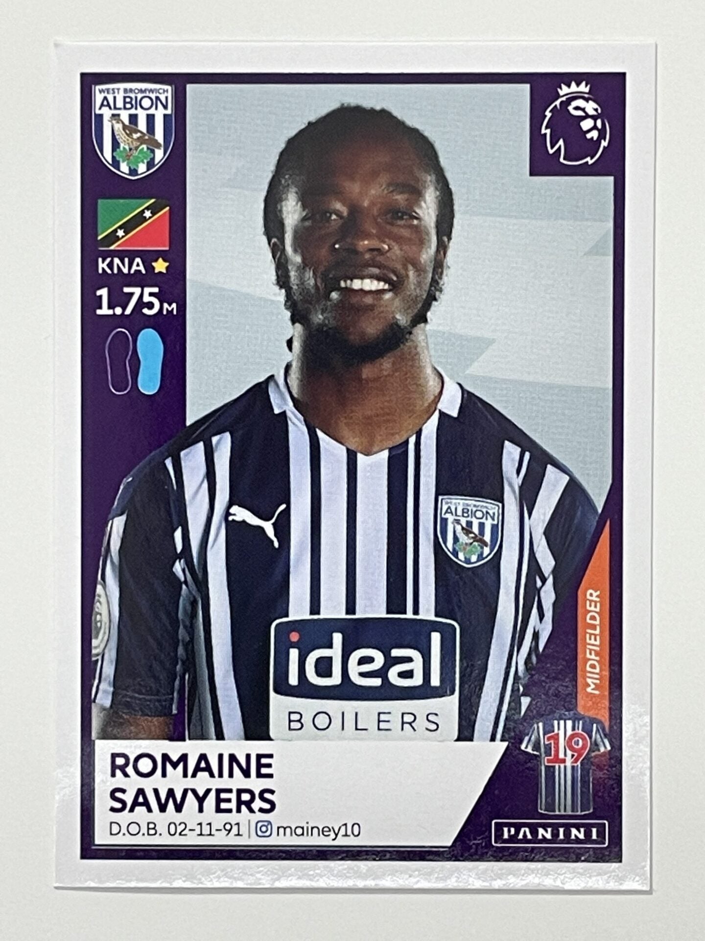 574 Romaine Sawyers Sticker West Brom Premier League 2021 Football Sticker