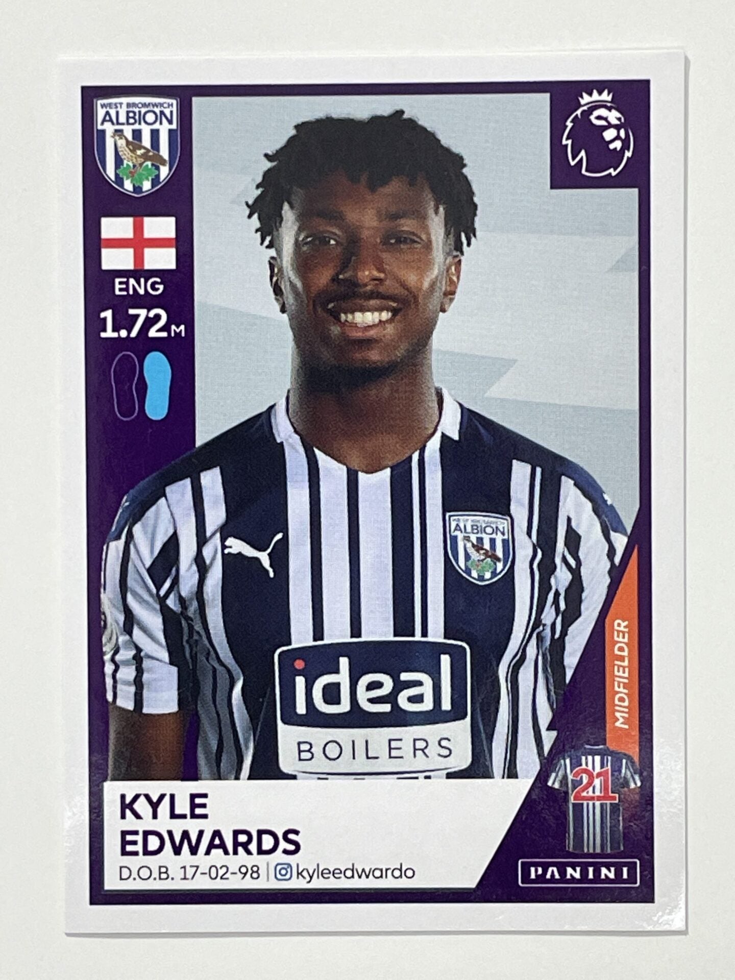 575 Kyle Edwards Sticker West Brom Premier League 2021 Football Sticker