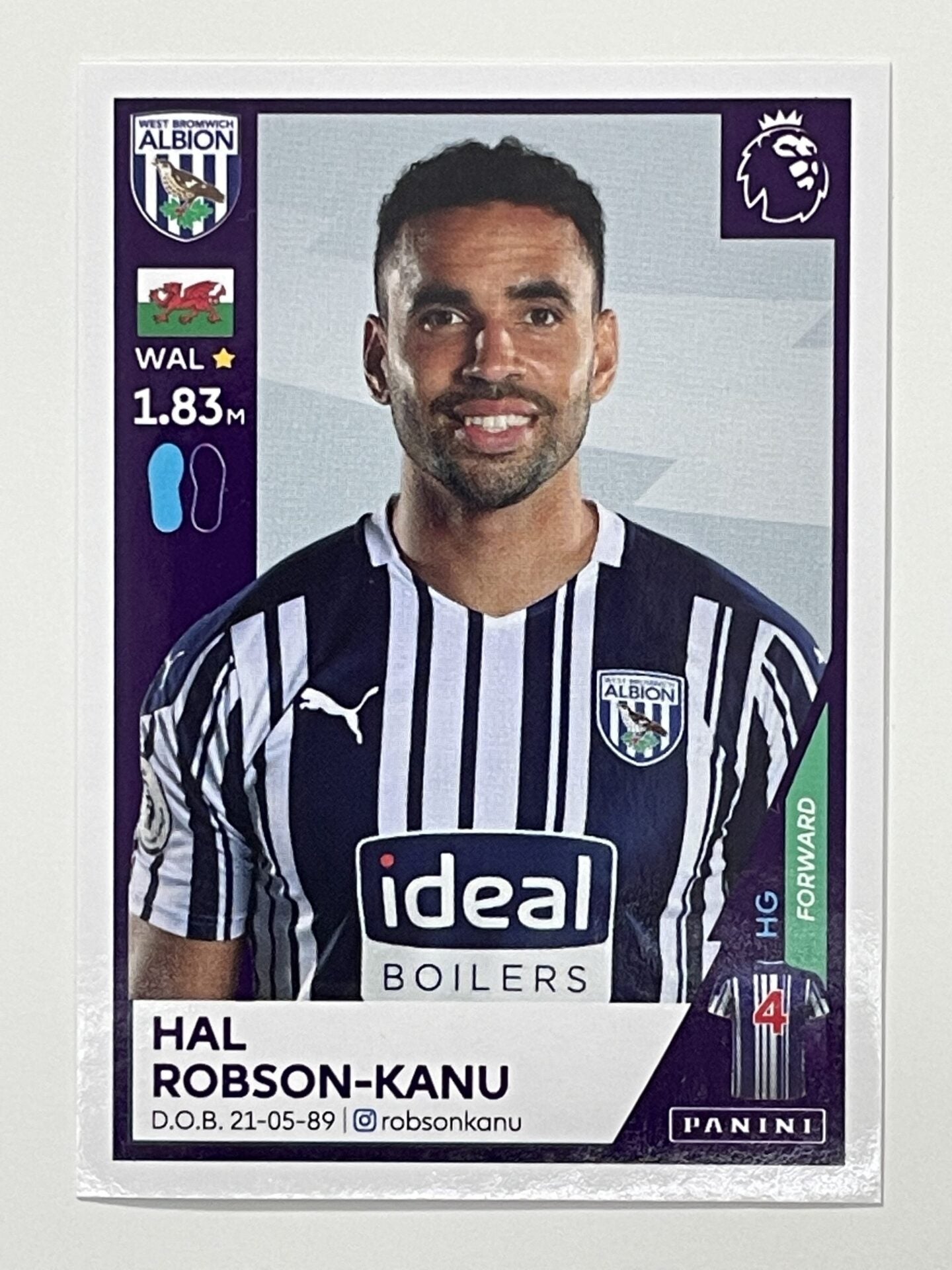 576 Hal Robson-Kanu Sticker West Brom Premier League 2021 Football Sticker