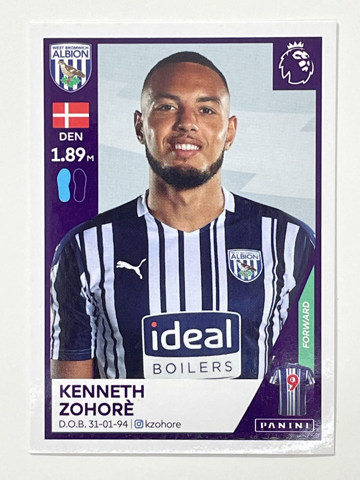 578 Kenneth Zohore Sticker West Brom Premier League 2021 Football Sticker