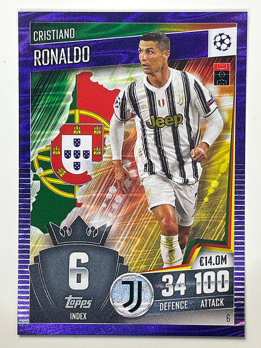 6. Cristiano Ronaldo (Juventus) Football Card &#8211; Purple Parallel Match Attax 101 2021 Card