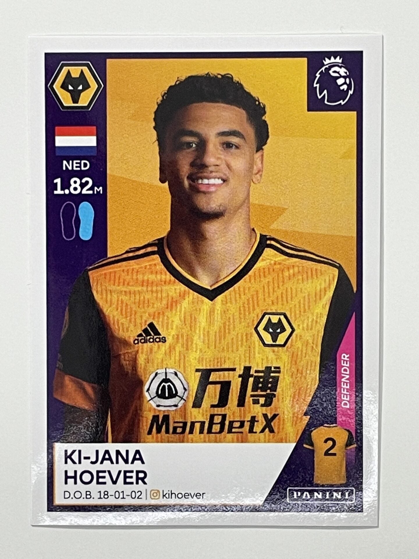 617 Ki-Jana Hoever Sticker Wolves Premier League 2021 Football Sticker