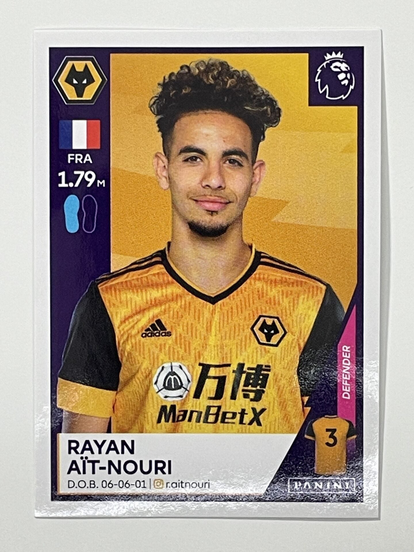 618 Rayan Ait-Nouri Sticker Wolves Premier League 2021 Football Sticker