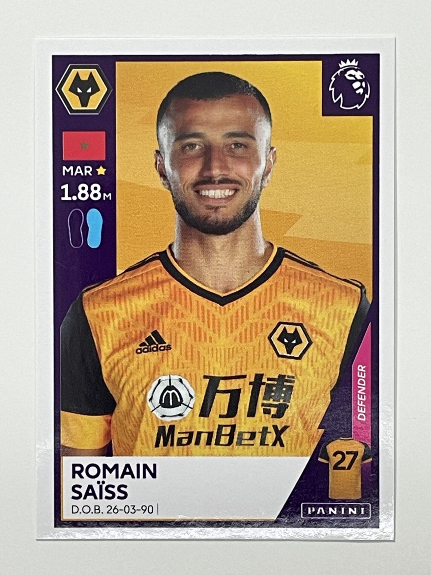 624 Romain Saiss Sticker Wolves Premier League 2021 Football Sticker