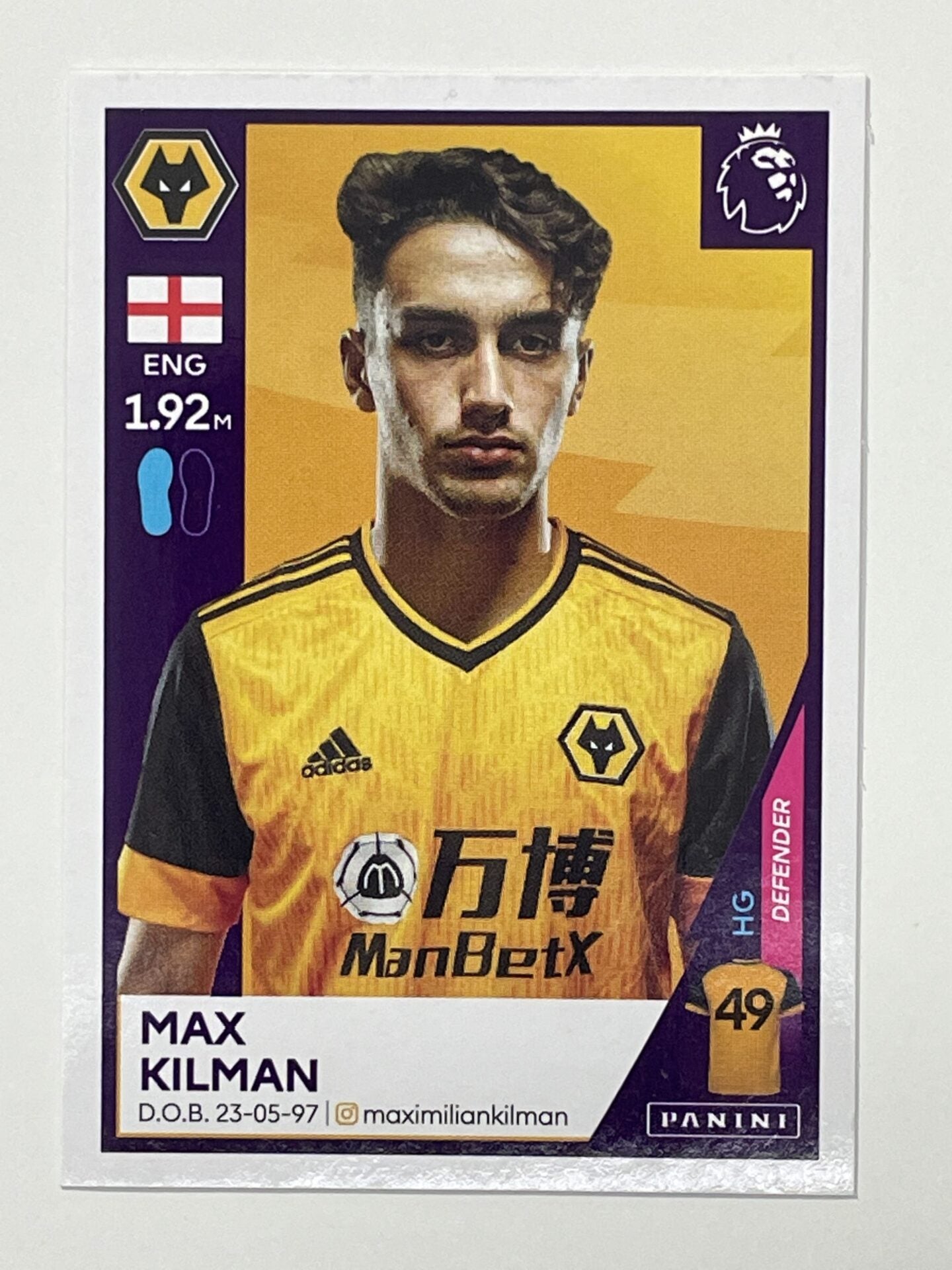 625 Max Kilman Sticker Wolves Premier League 2021 Football Sticker