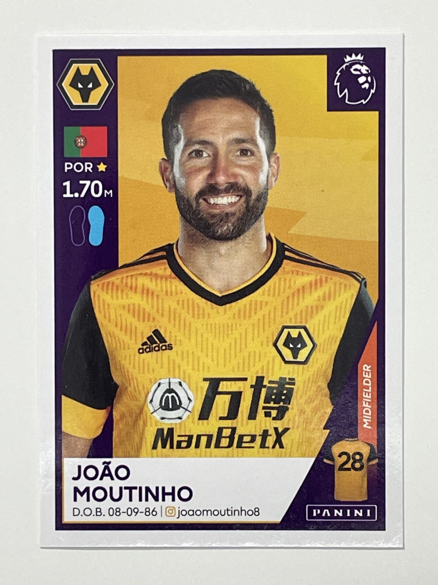 630 Joao Moutinho Sticker Wolves Premier League 2021 Football Sticker