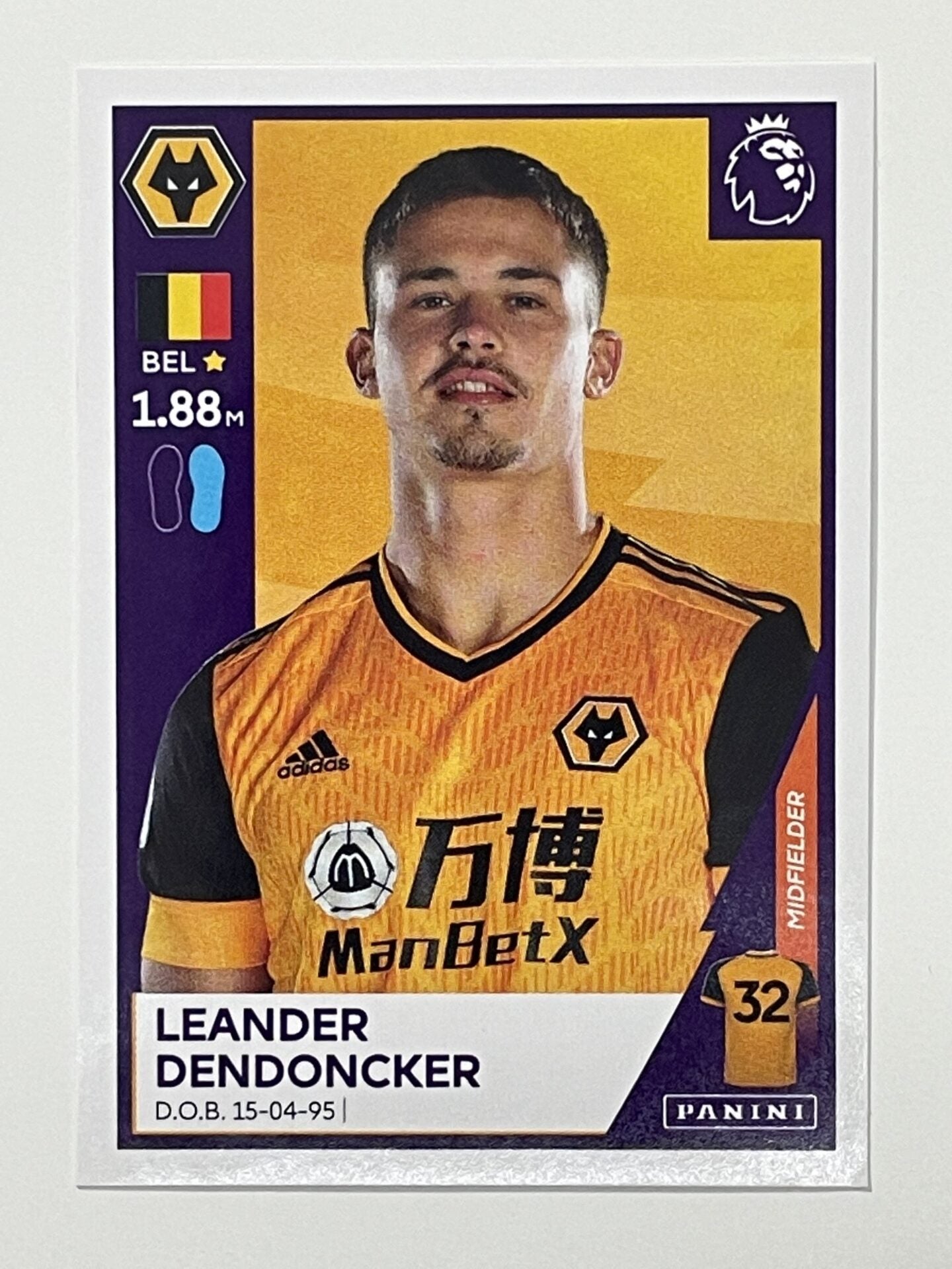 631 Leander Dendoncker Sticker Wolves Premier League 2021 Football Sticker