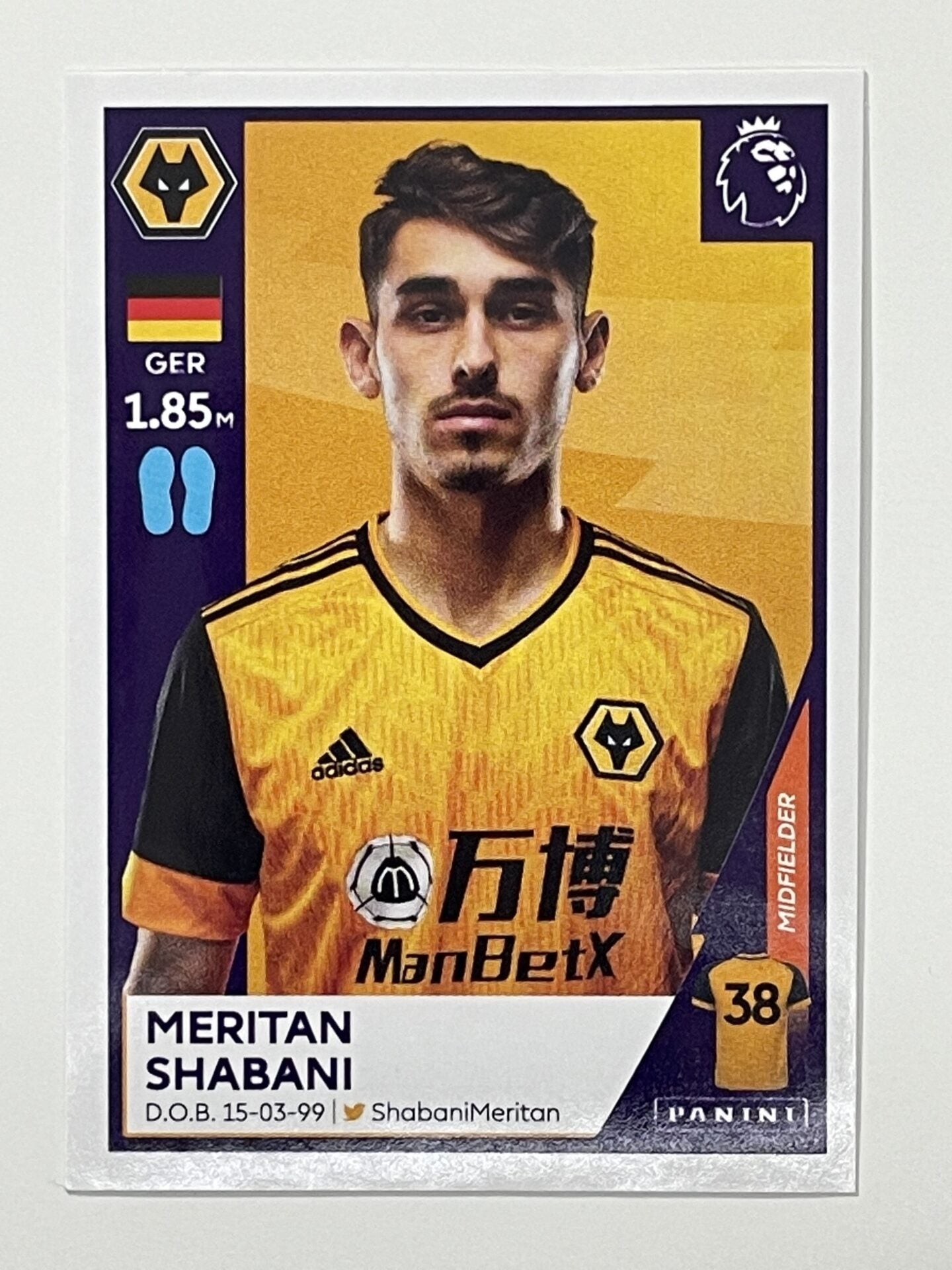 632 Meritan Shabani Sticker Wolves Premier League 2021 Football Sticker