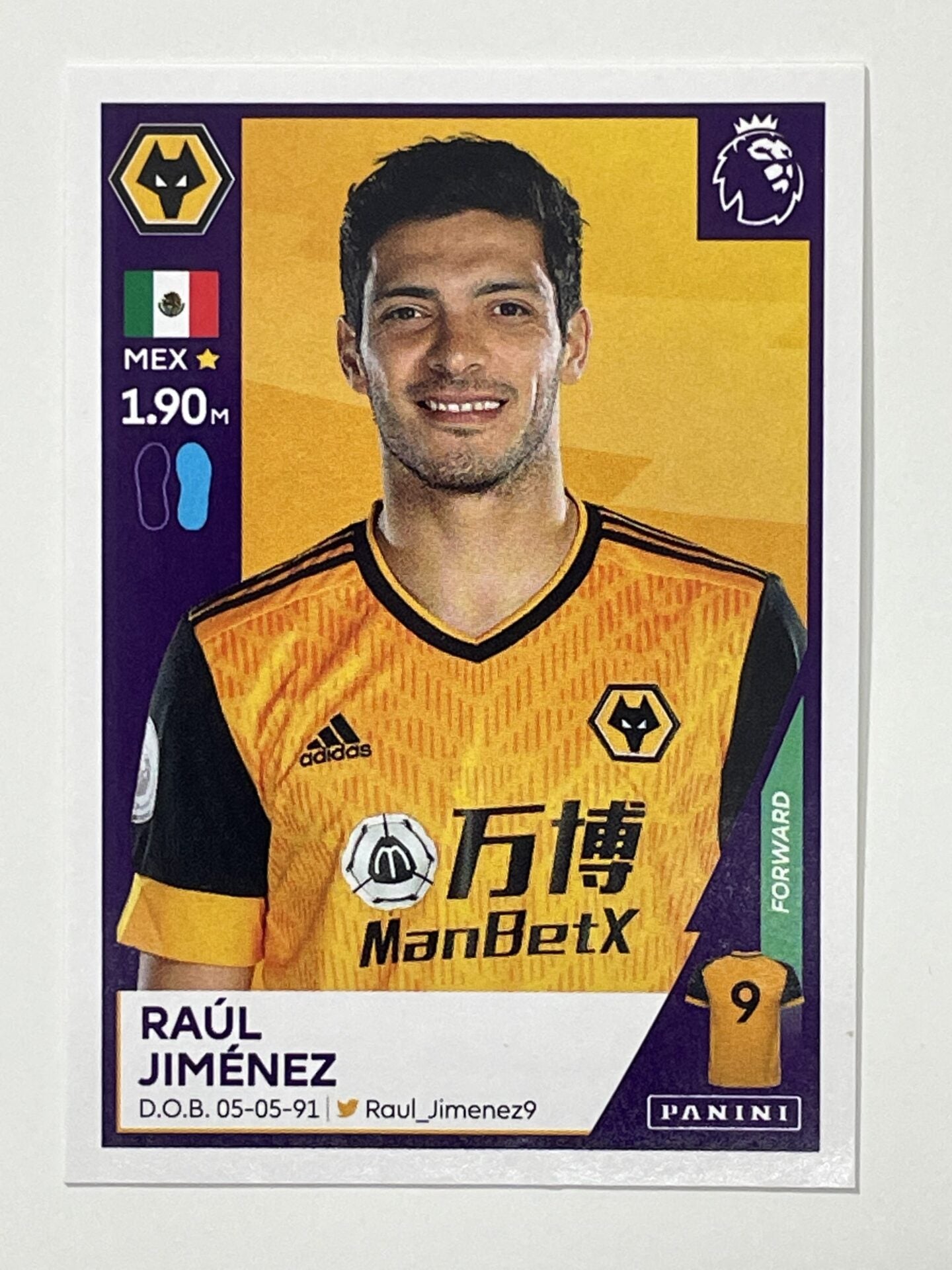 634 Raul Jimenez Sticker Wolves Premier League 2021 Football Sticker