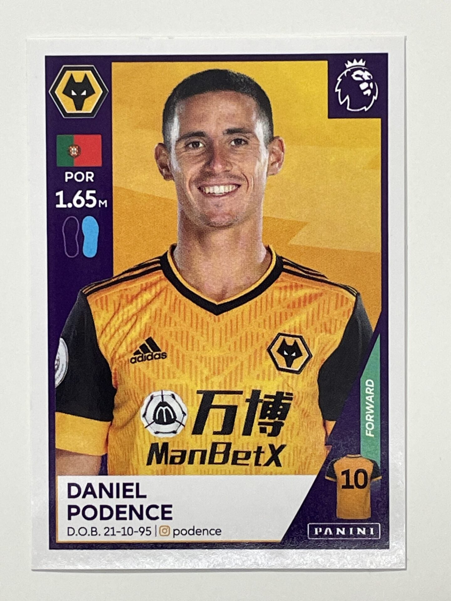 635 Daniel Podence Sticker Wolves Premier League 2021 Football Sticker