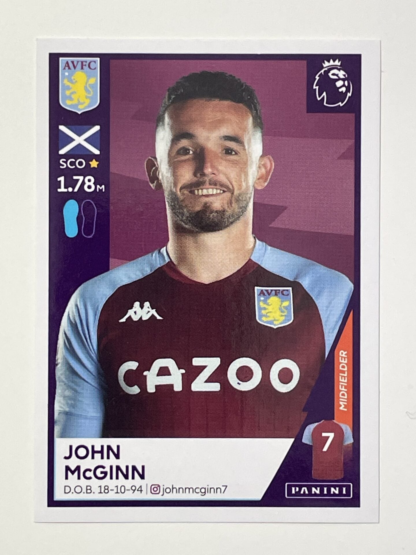 65 John McGinn Sticker Aston Villa Premier League 2021 Football Sticker