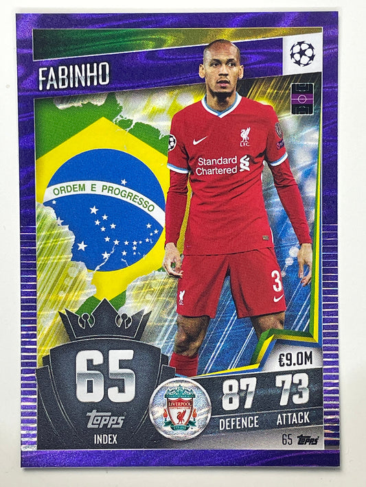 65. Fabinho (Liverpool) Football Card &#8211; Purple Parallel Match Attax 101 2021 Card