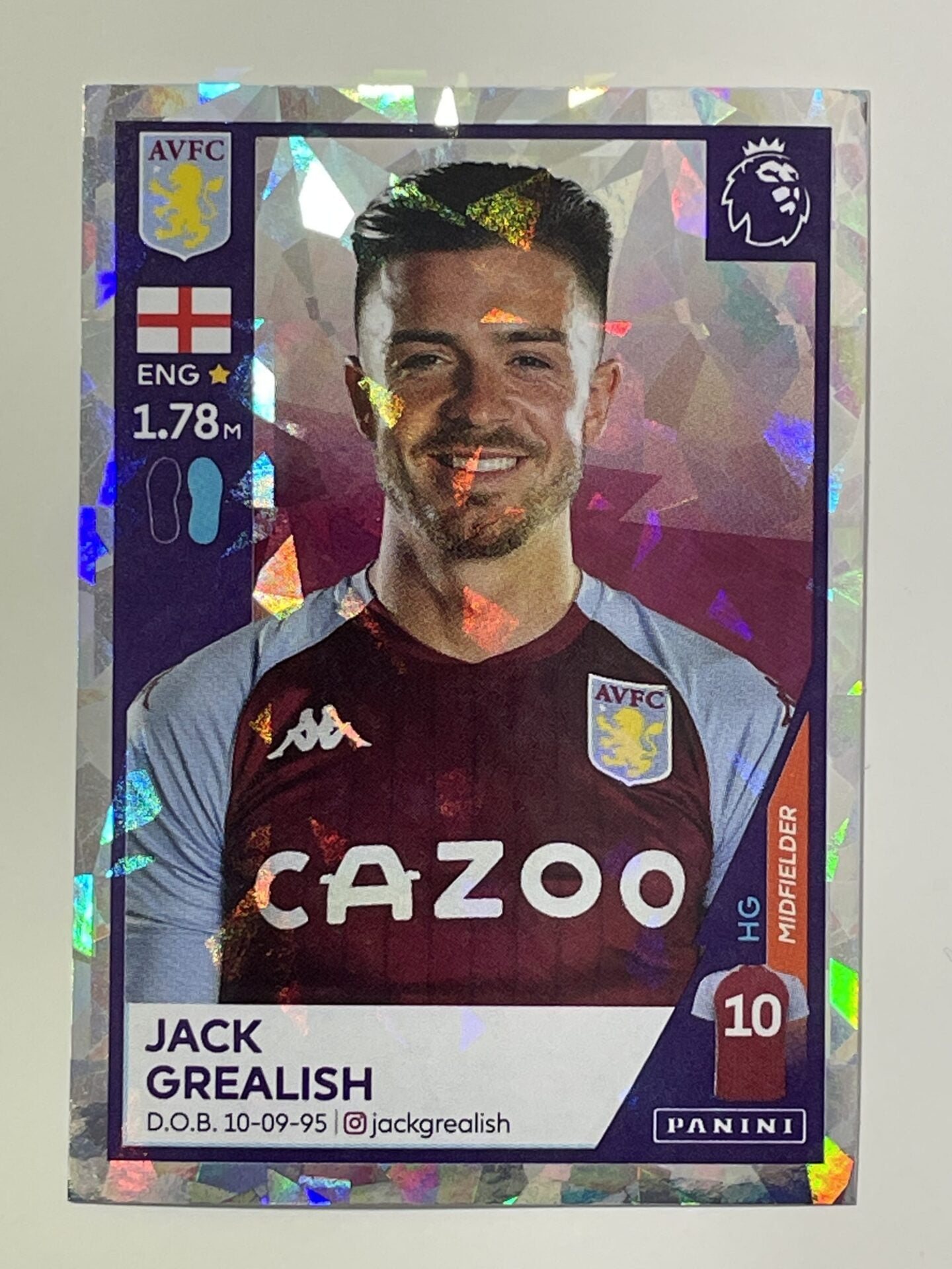 66 Jack Grealish Shiny Sticker Aston Villa Premier League 2021 Football Sticker