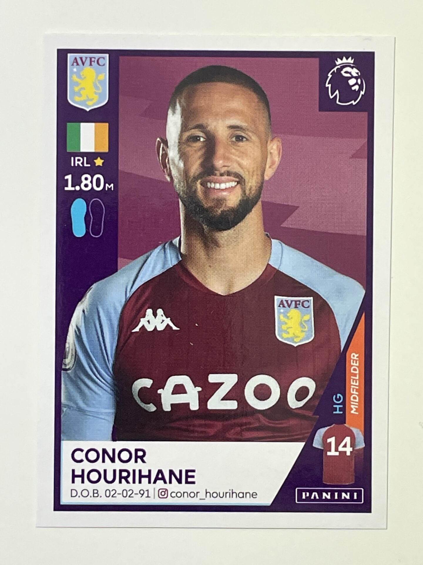 67 Conor Hourihane Sticker Aston Villa Premier League 2021 Football Sticker