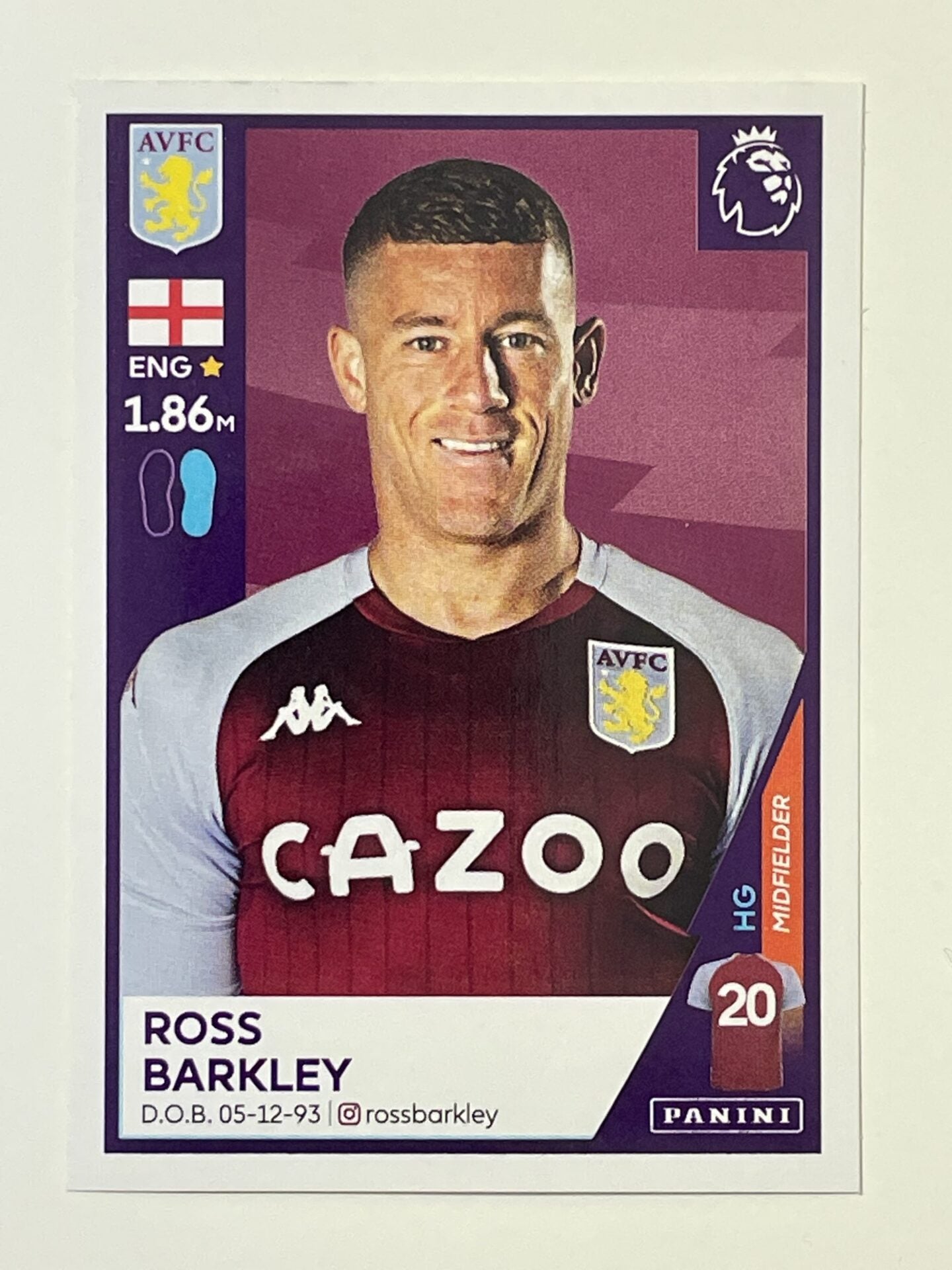 70 Ross Barkley Sticker Aston Villa Premier League 2021 Football Sticker