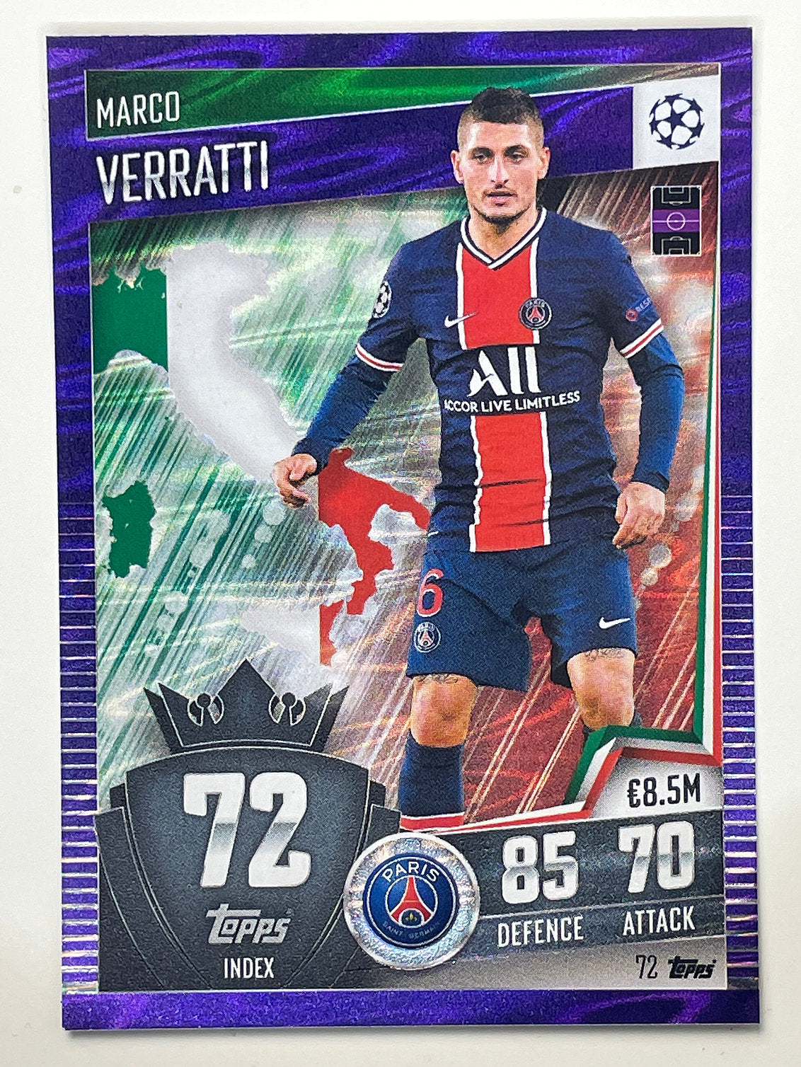 72. Marco Verratti (Paris Saint-Germain) Football Card &#8211; Parallel Match Attax 101 2021 Card