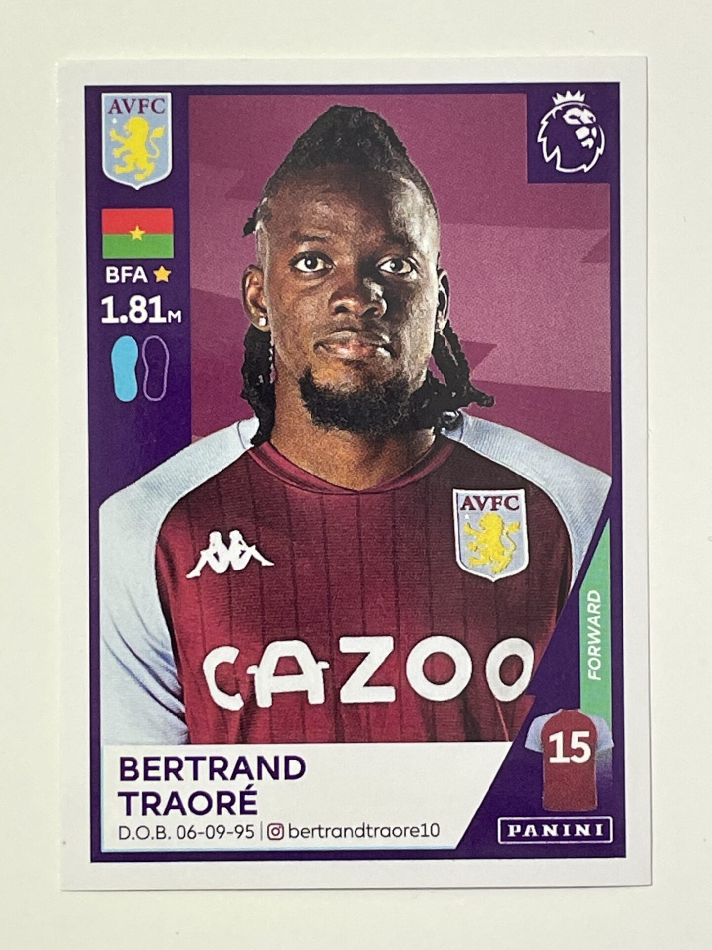 74 Bertrand Traore Sticker Aston Villa Premier League 2021 Football Sticker