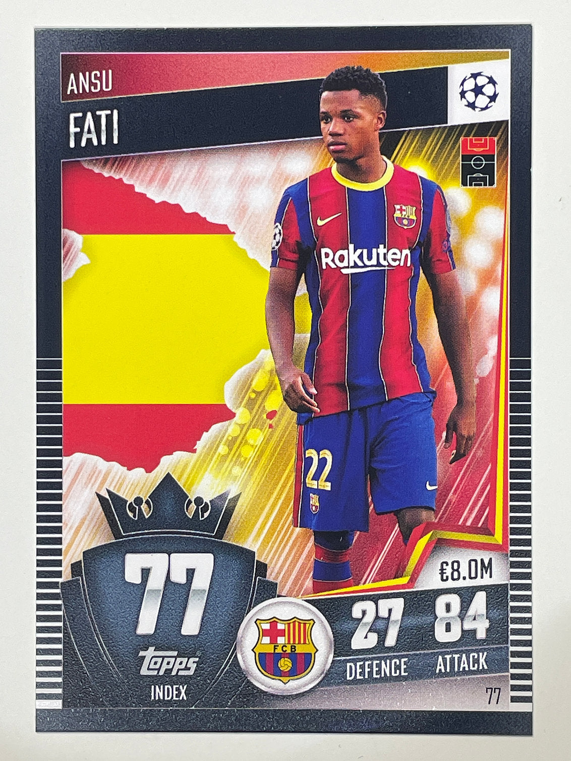 77. Ansu Fati (FC Barcelona) Football Card &#8211; Match Attax 101 2021 Card