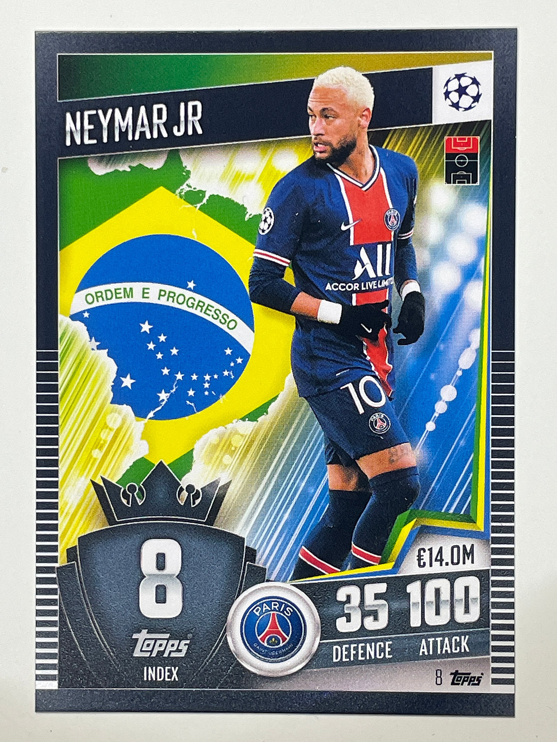 8. Neymar Jr (Paris Saint-Germain) Football Card &#8211; Match Attax 101 2021 Card