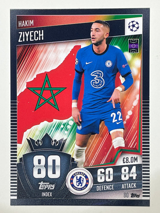 80. Hakim Ziyech (Chelsea) Football Card &#8211; Match Attax 101 2021 Card