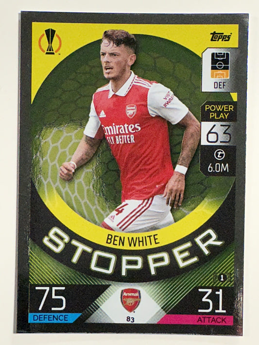 83. Ben White (Arsenal) &#8211; Stopper &#8211; Topps Match Attax 2022:2023 card