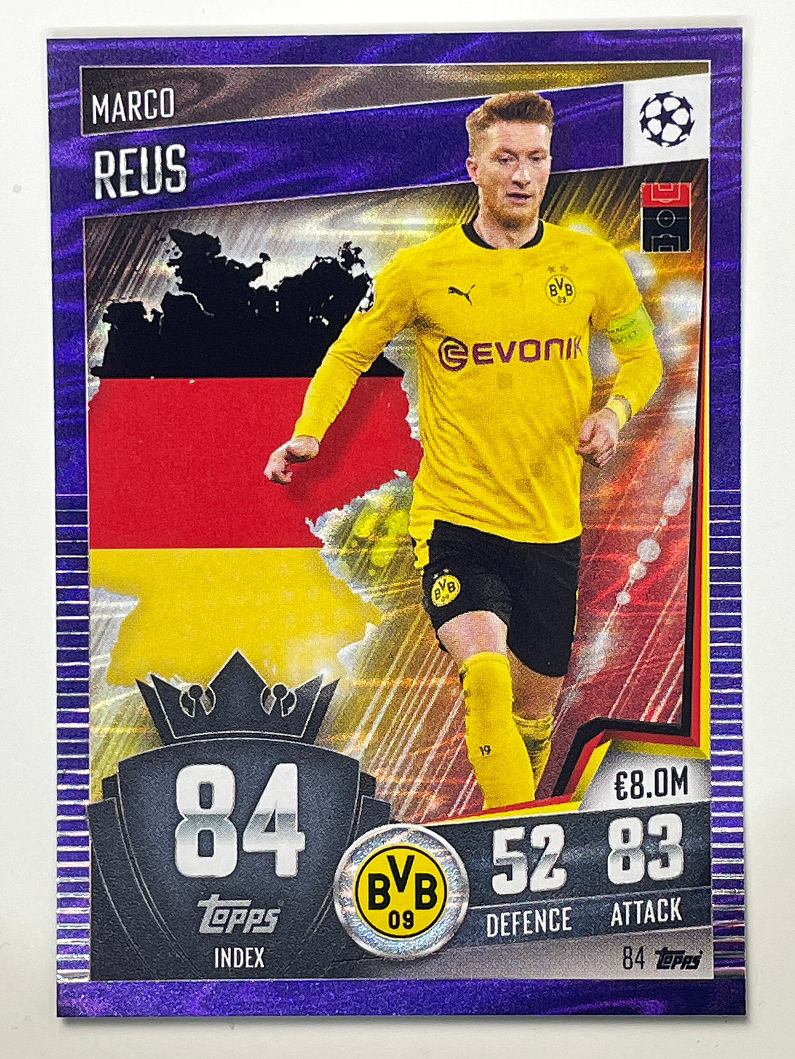 84. Marco Reus (Borussia Dortmund) Football Card &#8211; Purple Parallel Match Attax 101 2021 Card