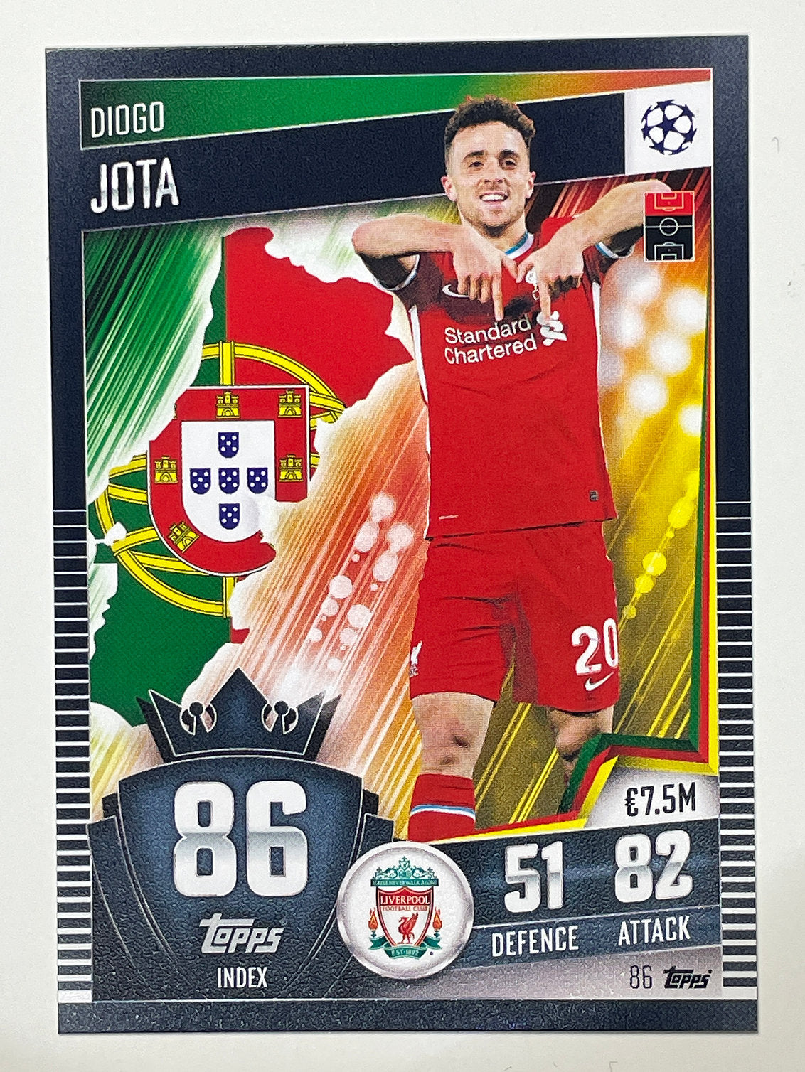 86. Diogo Jota (Liverpool) Football Card &#8211; Match Attax 101 2021 Card