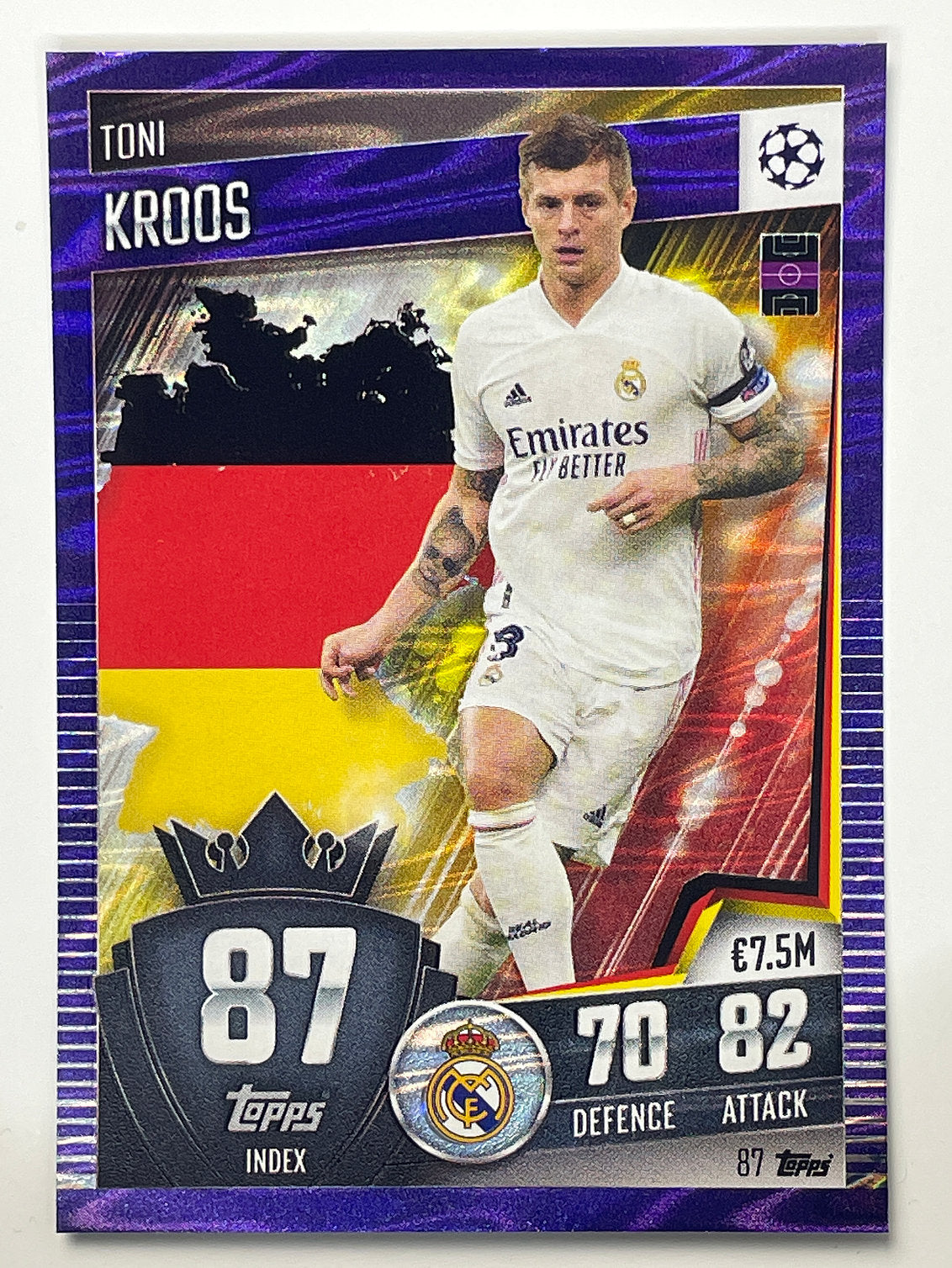 87. Toni Kroos (Real Madrid CF) Football Card &#8211; Purple Parallel Match Attax 101 2021 Card