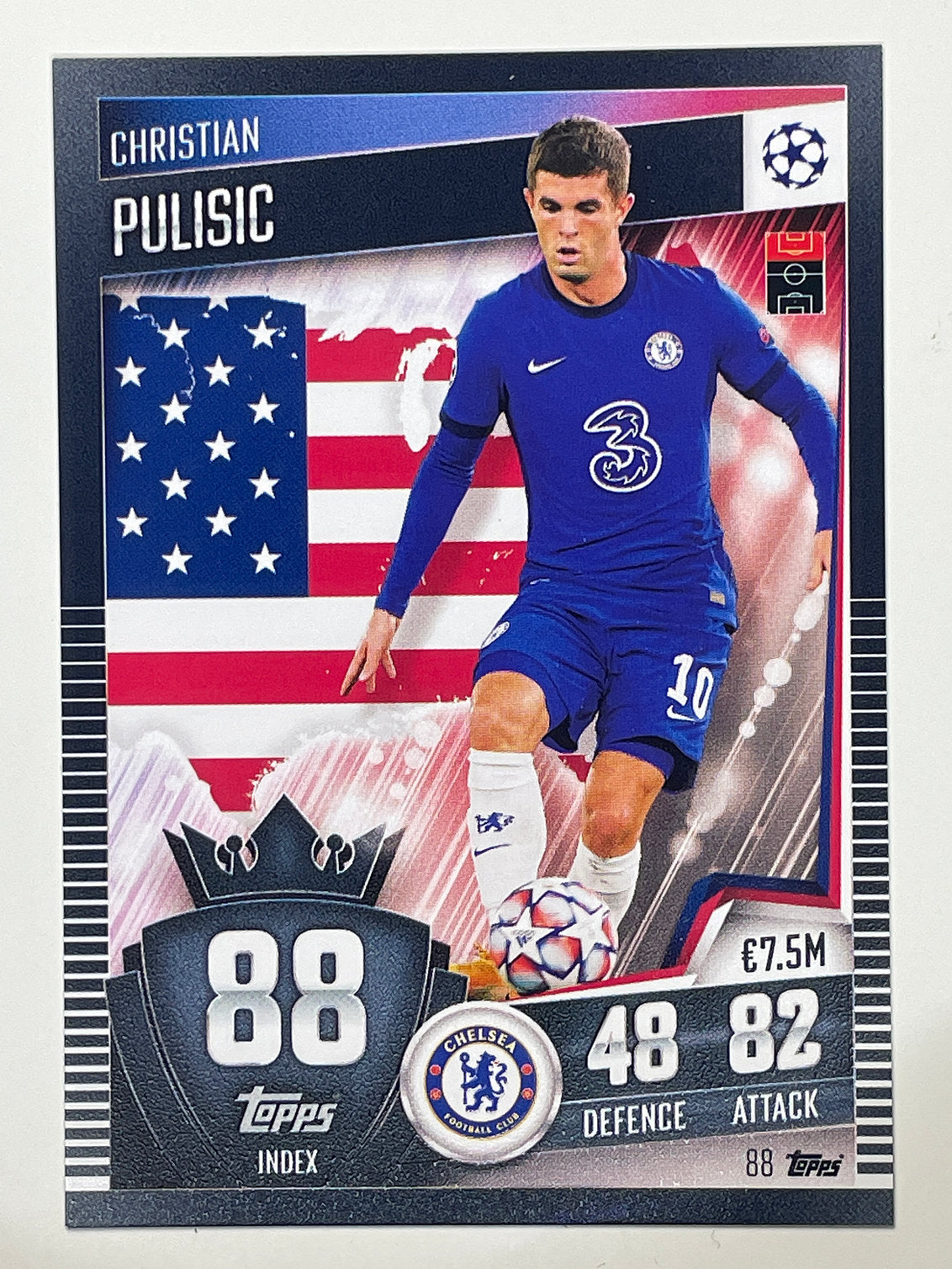 88. Christian Pulisic (Chelsea) Football Card &#8211; Match Attax 101 2021 Card