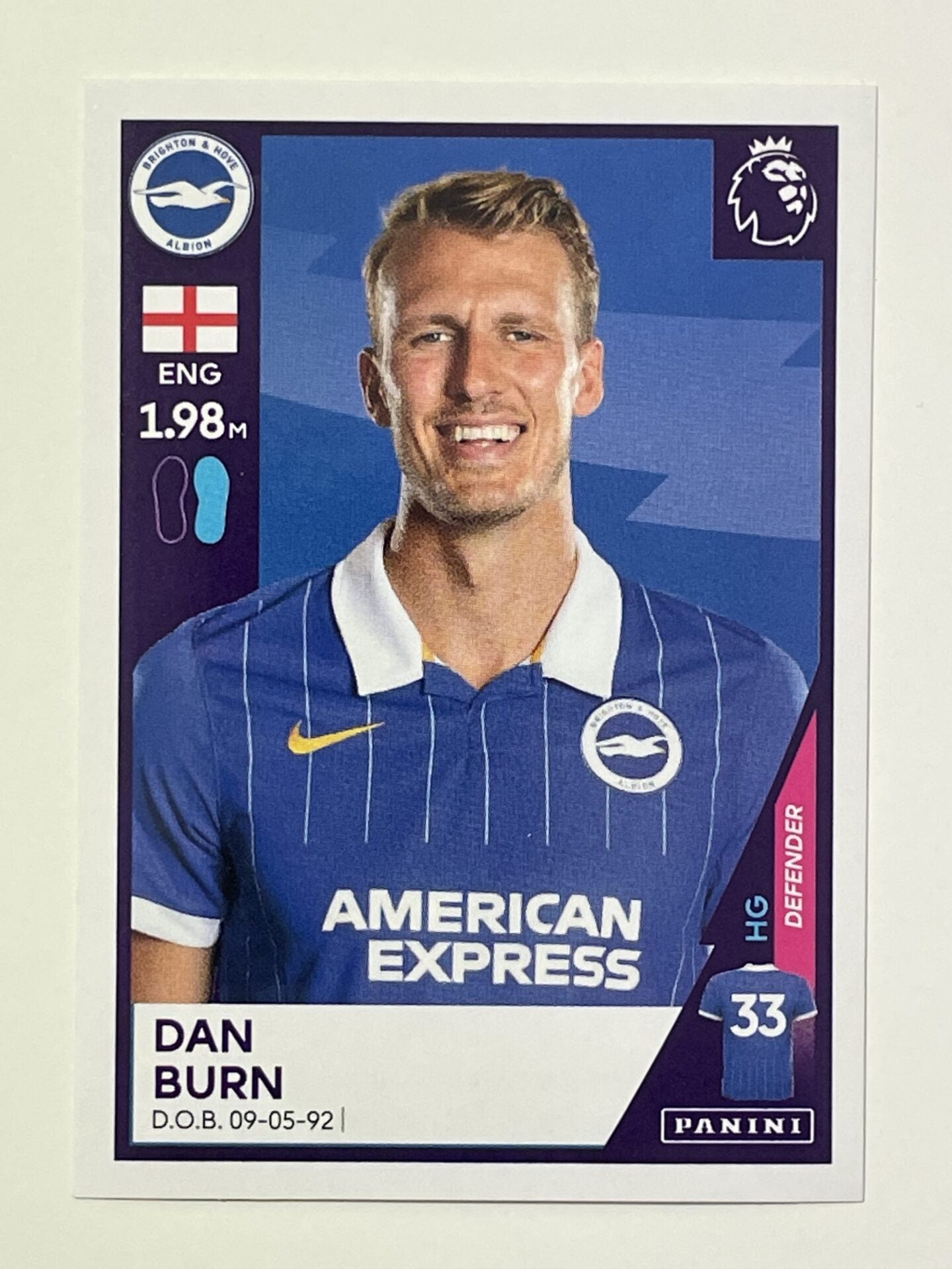 89 Dan Burn Sticker Brighton Premier League 2021 Football Sticker