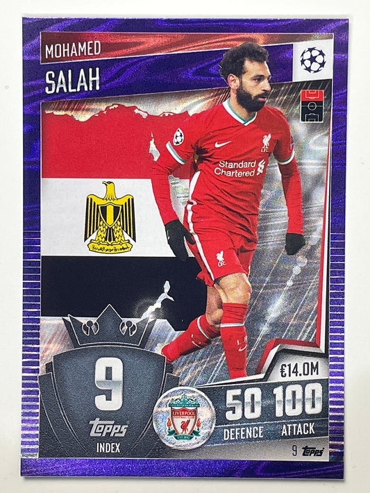 9. Mohamed Salah (Liverpool) Football Card &#8211; Purple Parallel Match Attax 101 2021 Card