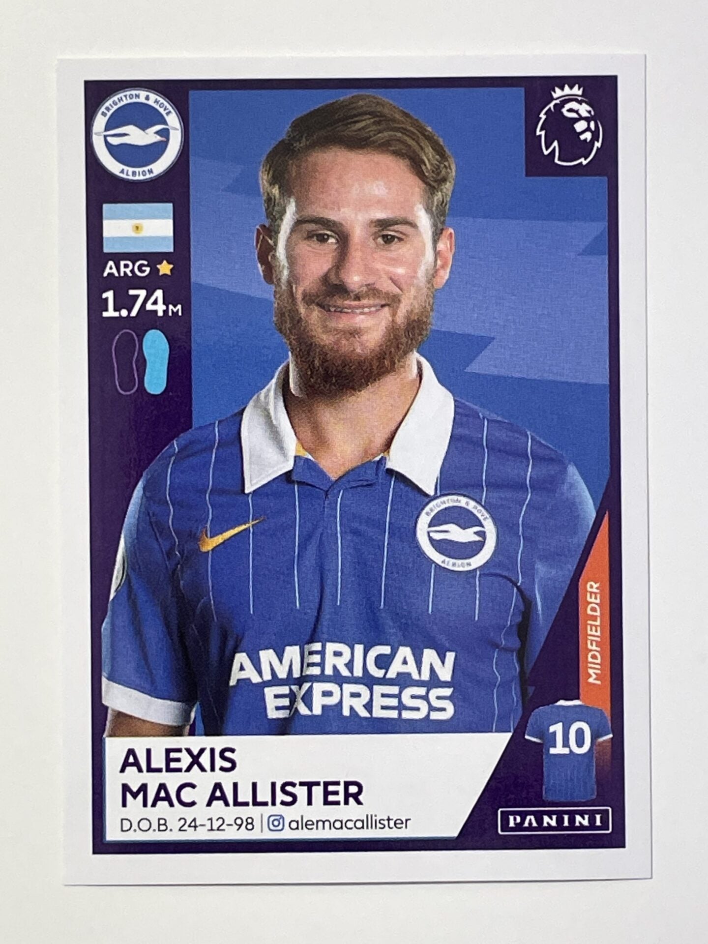 92 Alexis Mac Allister Sticker Brighton Premier League 2021 Football Sticker