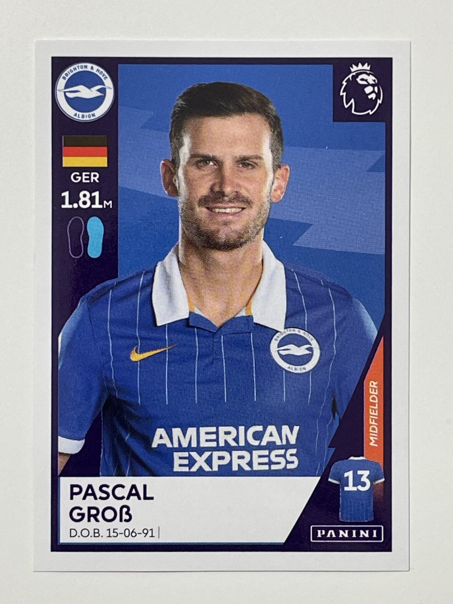 94 Pascal Grob Sticker Brighton Premier League 2021 Football Sticker