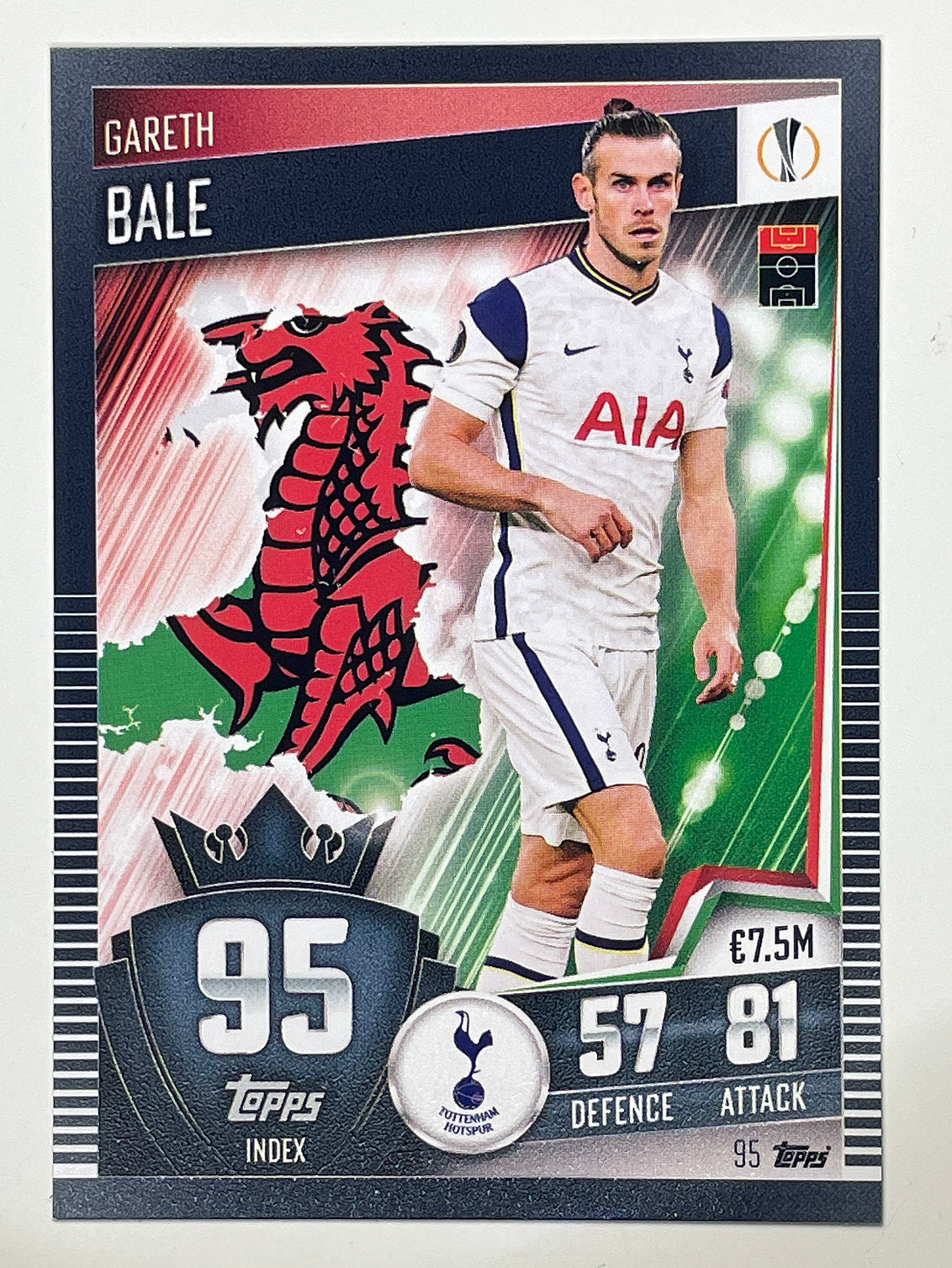 95. Gareth Bale (Tottenham Hotspur) Football Card &#8211; Match Attax 101 2021 Card