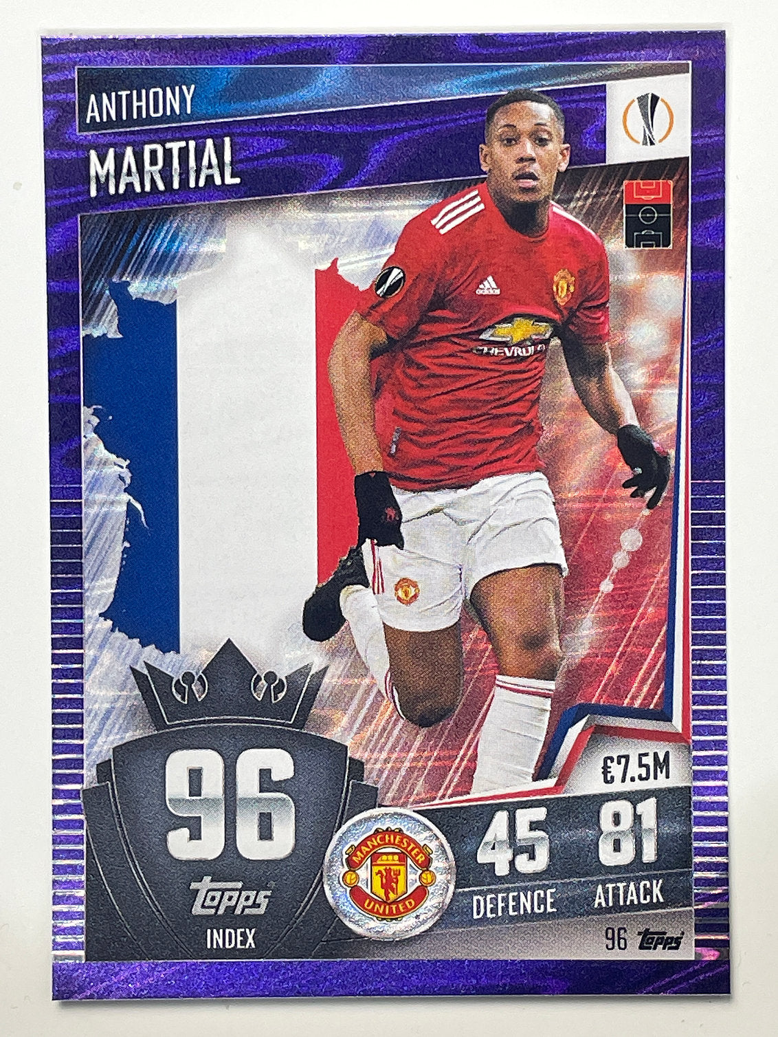 96. Anthony Martial (Manchester United) Football Card &#8211; Parallel Match Attax 101 2021 Card